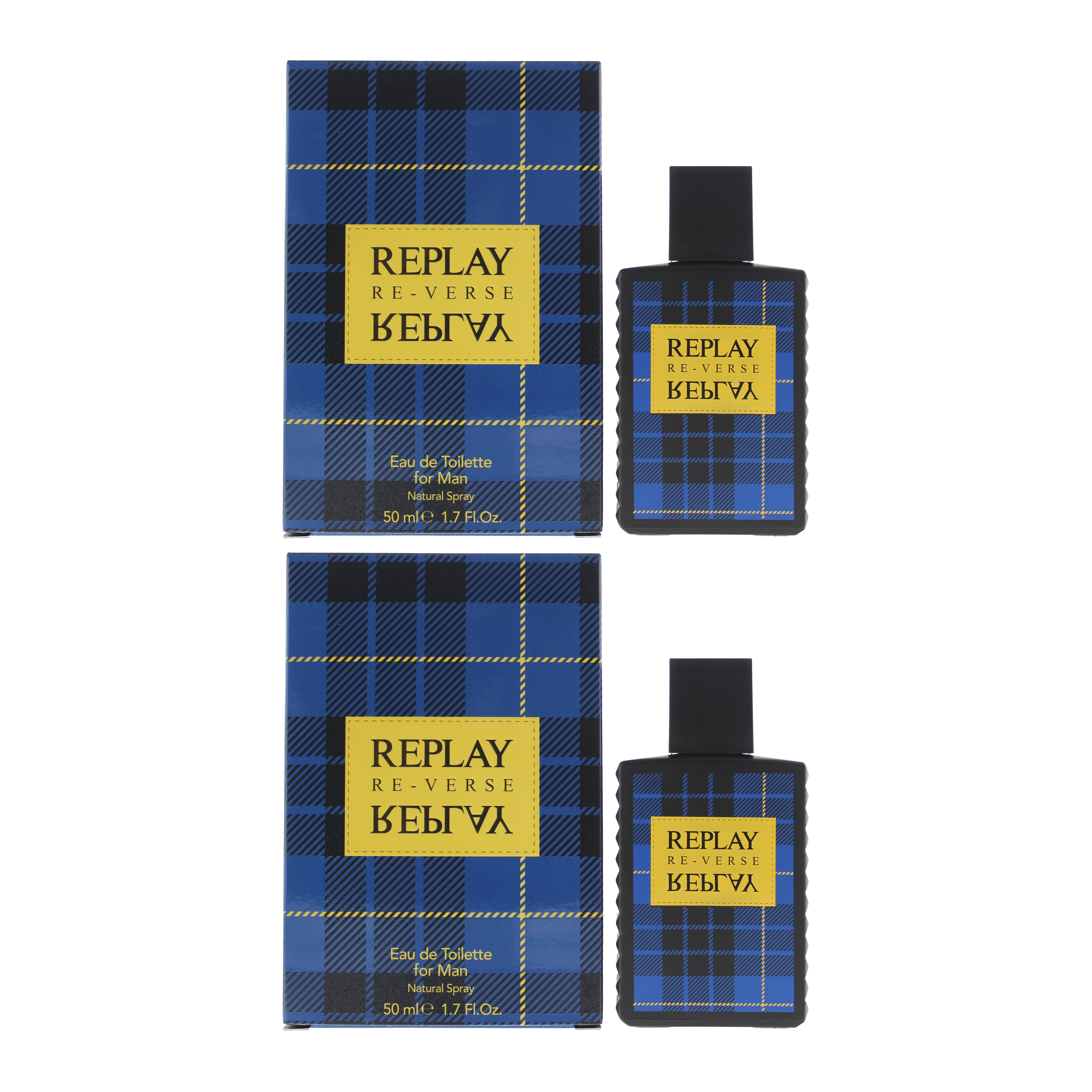 Replay Mens Signature Reverse For Man Eau de Toilette 50ml x 2 - NA - One Size