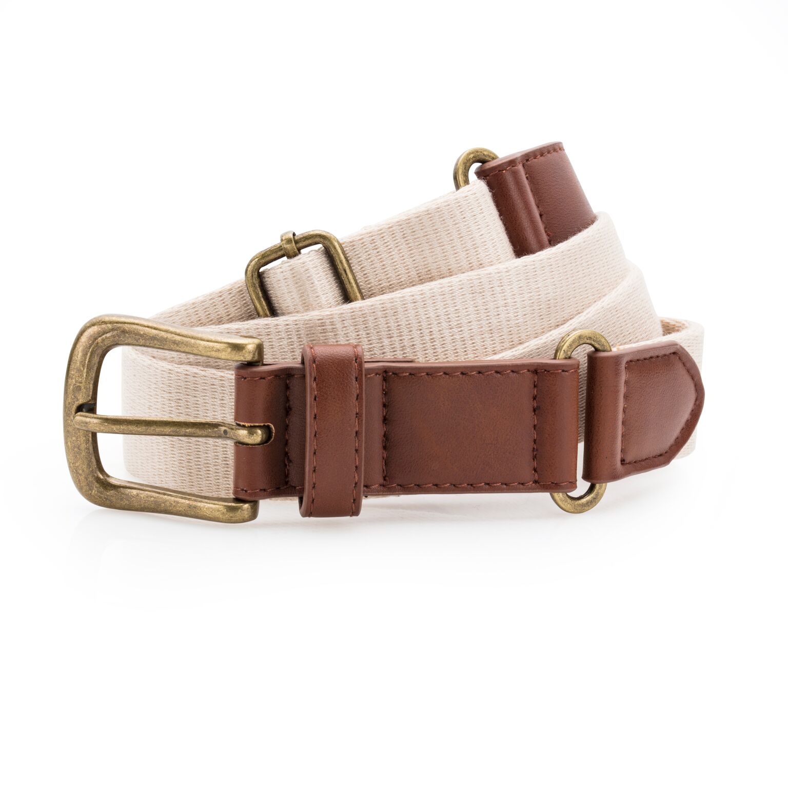 Asquith & Fox Mens Faux Leather And Canvas Belt (Natural) - One Size