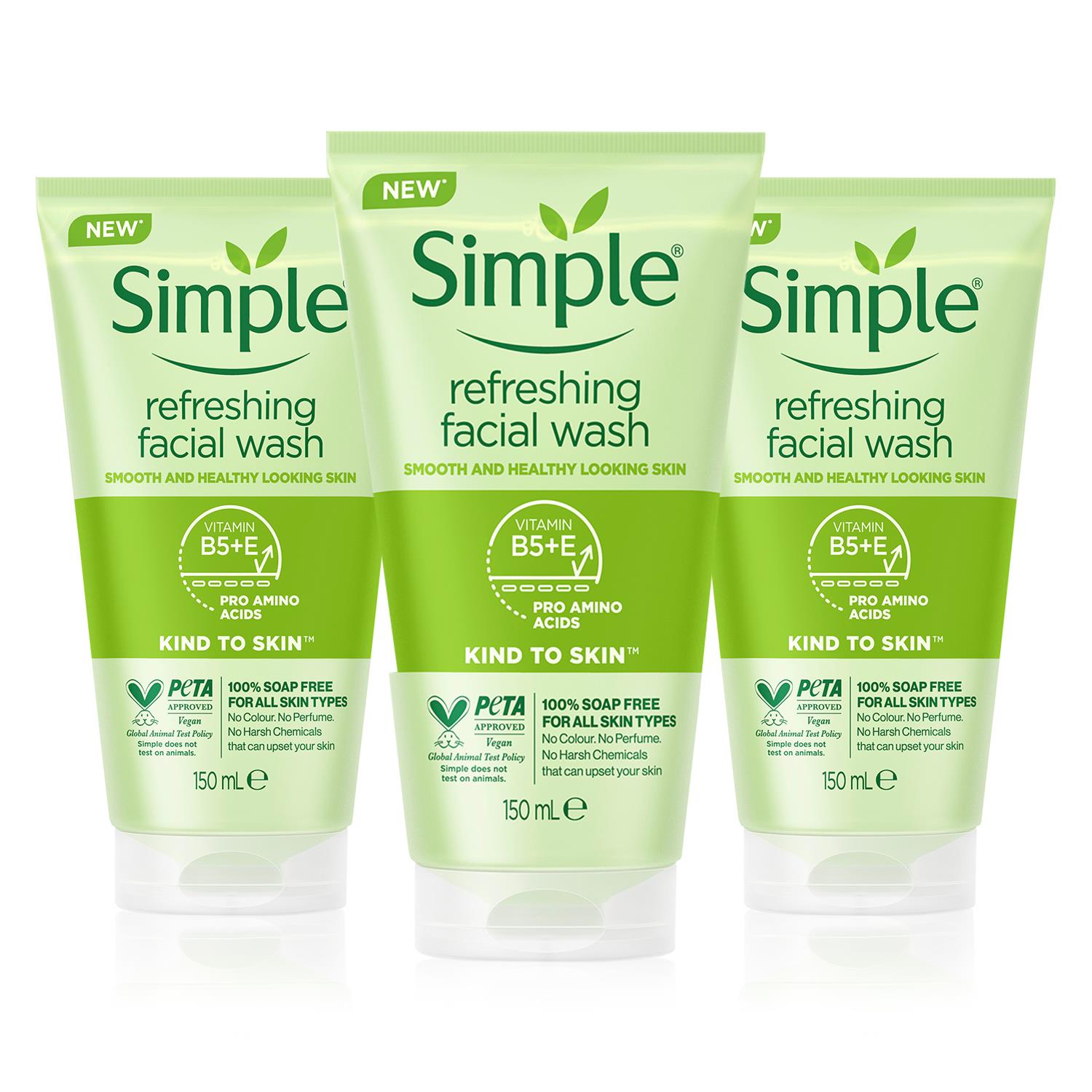 Simple Kind To Skin Facial Wash, 3pk, 150ml - NA - One Size