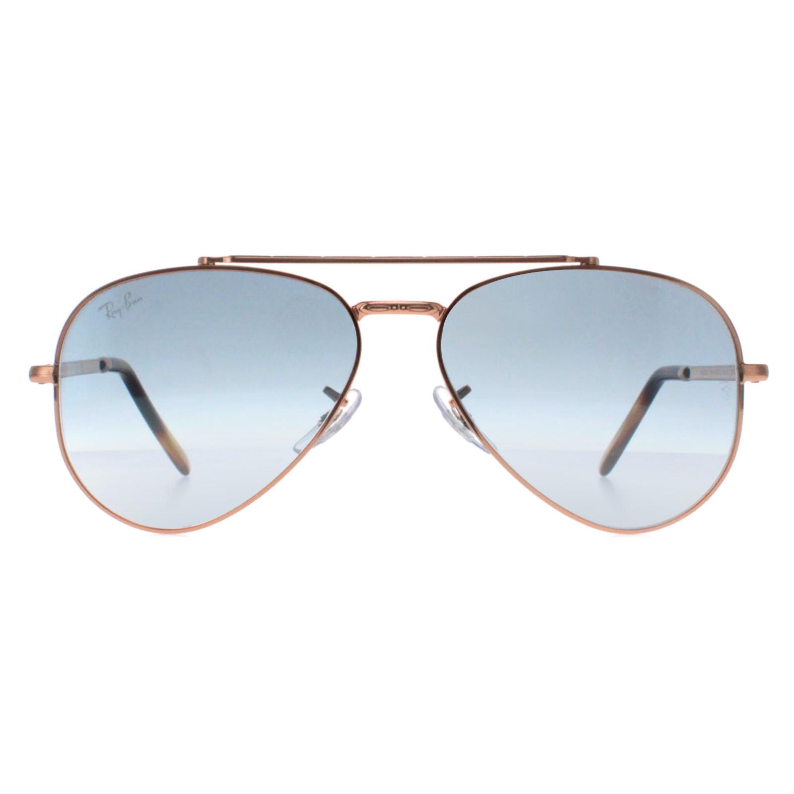 Ray-Ban Aviator Unisex Polished Rose Gold Blue Gradient RB3625 New Metal - One Size