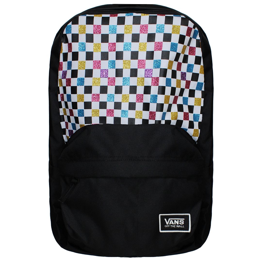 Vans Mens Off The Wall Glitter Checkered Backpack - Black/White - One Size