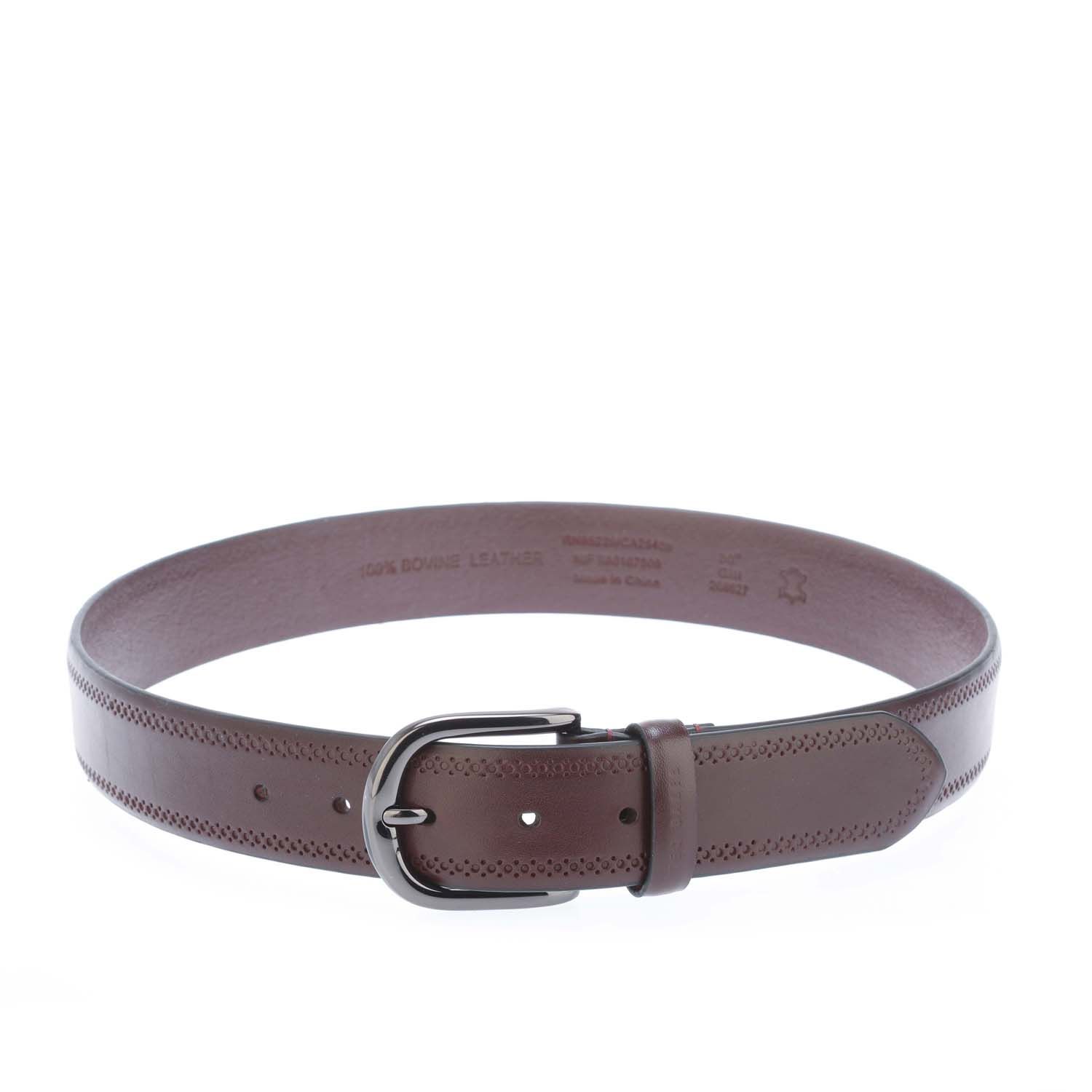 Ted Baker Mens Accessories Picolt Broguing Leather Belt in Brown - Size 30 inches