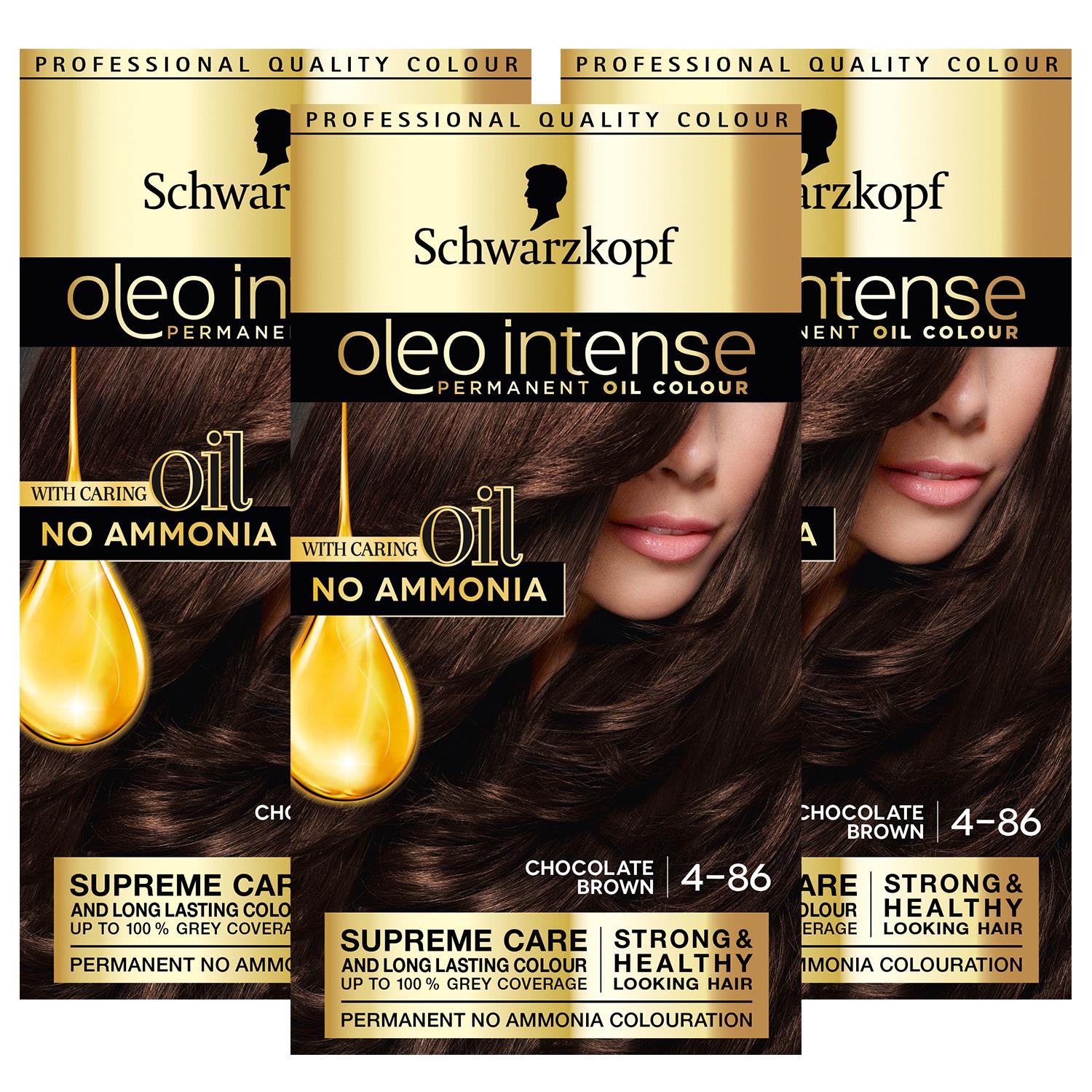 Schwarzkopf Womens 3x Oleo Intense 4-86 Chocolate Brown Silk - One Size