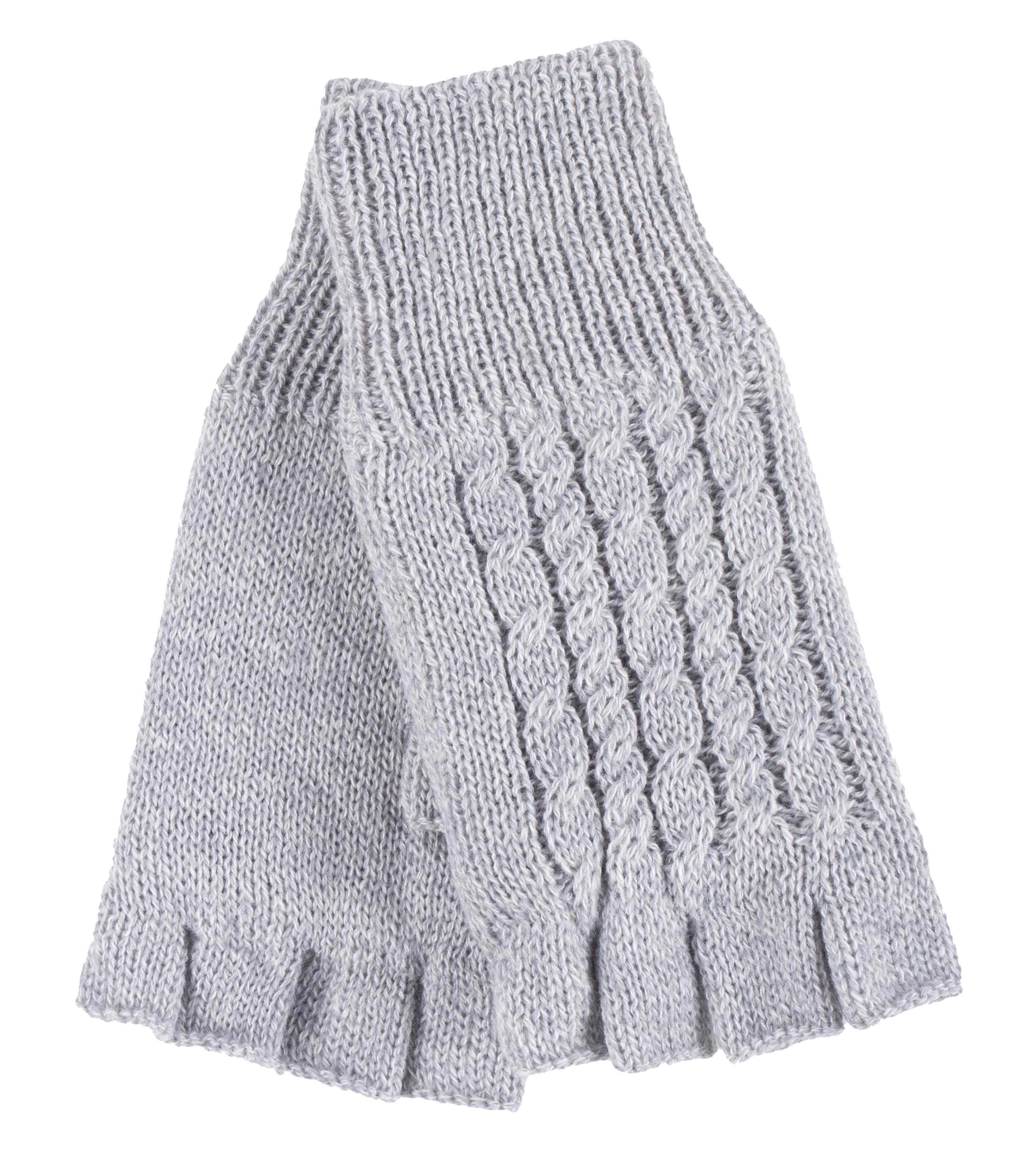 Heat Holders Womens - Ladies Cable Knitted Winter Thermal Fingerless Gloves - Grey - One Size