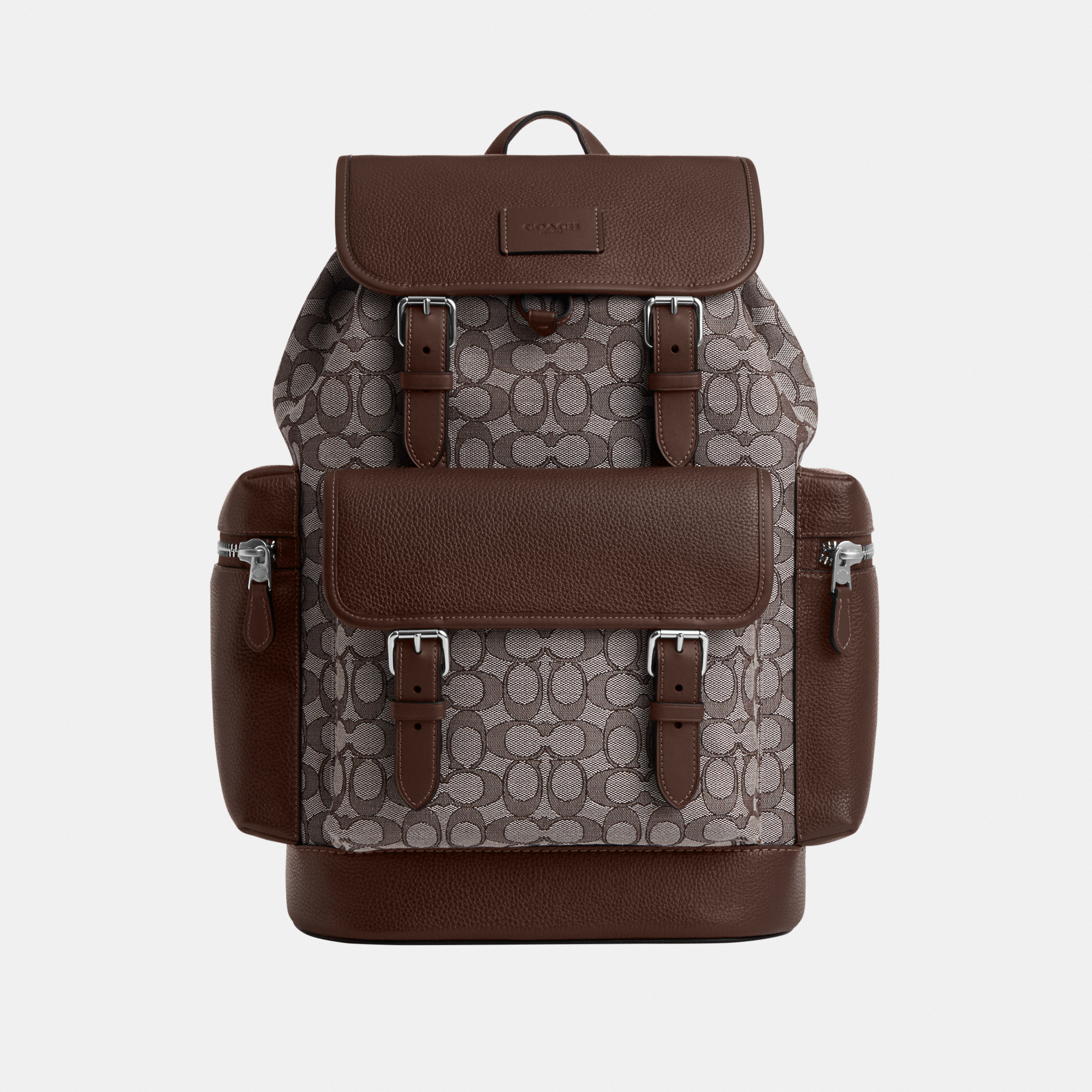 Coach Mens Sprint Backpack in Leather and Signature Jacquard Bag - Brown - One Size