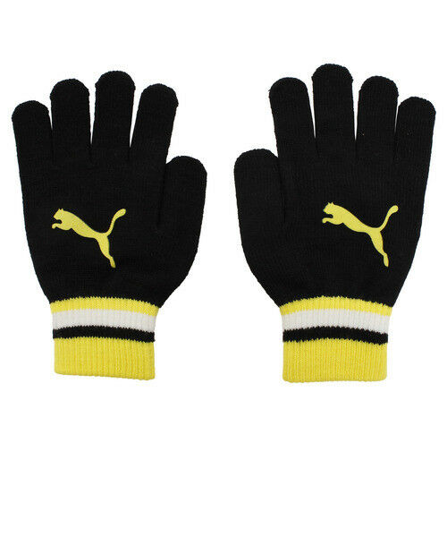 Puma Womens Cat Logo Mens Black/Yellow Gloves - Size Medium