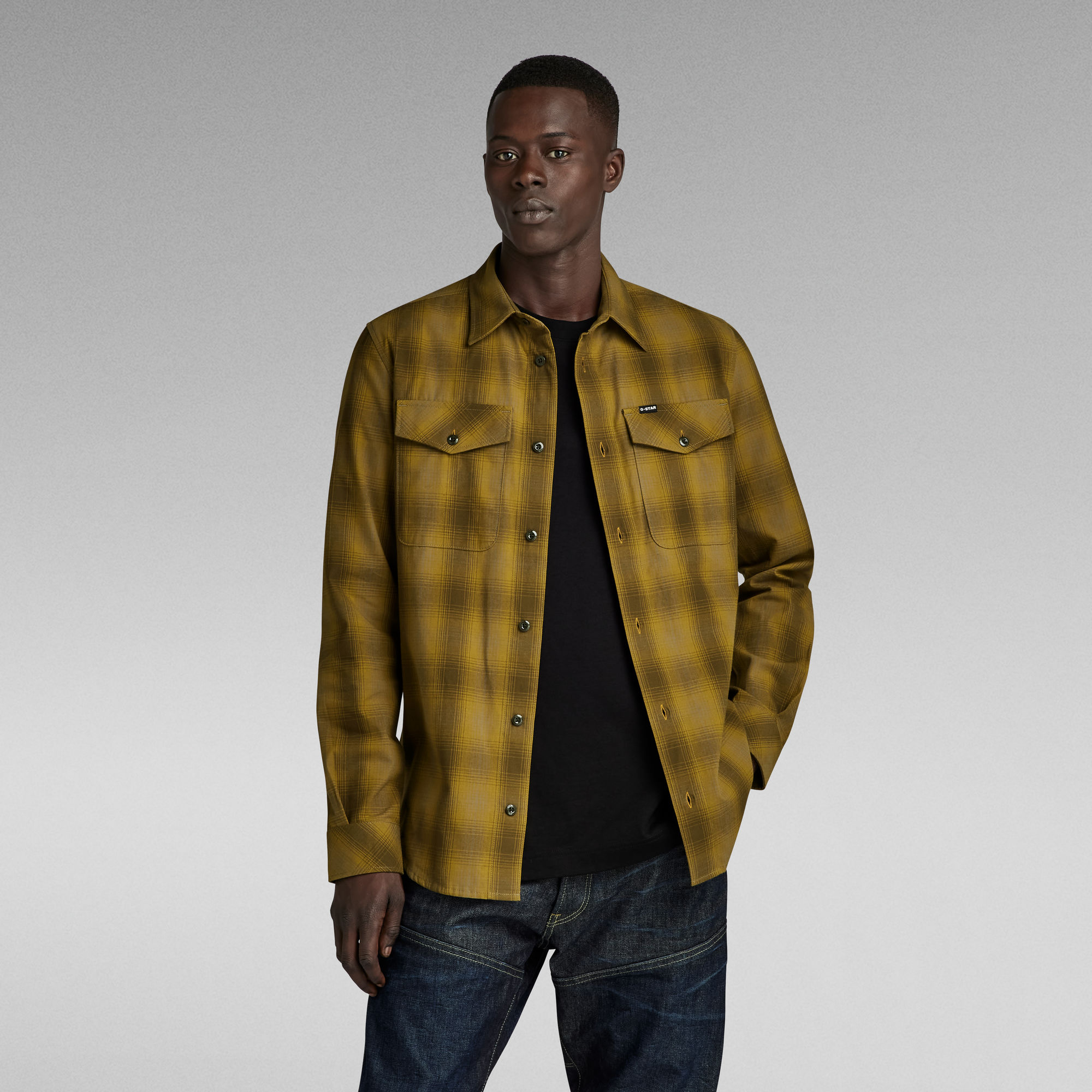 G Star Raw Mens G-Star RAW Marine Slim Shirt - Yellow Cotton - Size Large