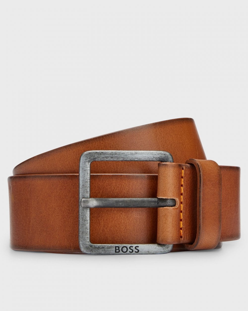 Boss Orange Jeeko Mens Leather Belt With Logo Buckle NOS - Brown - Size 34 inches