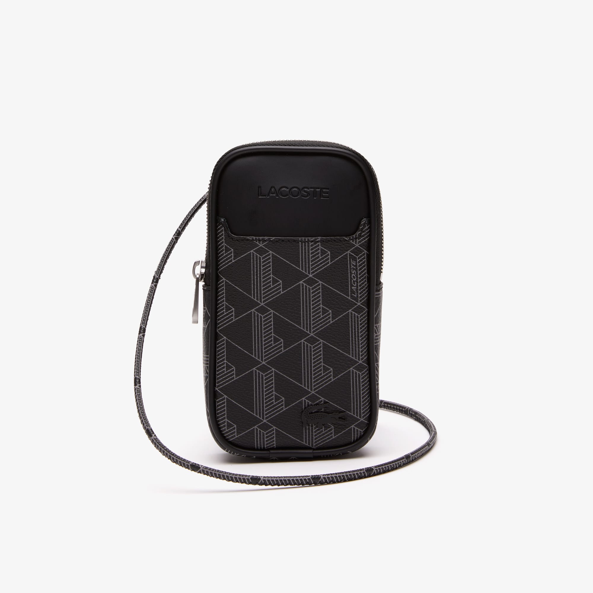 Lacoste Unisex Accessories The Blend Monogram Print Smartphone Holder in Black - One Size