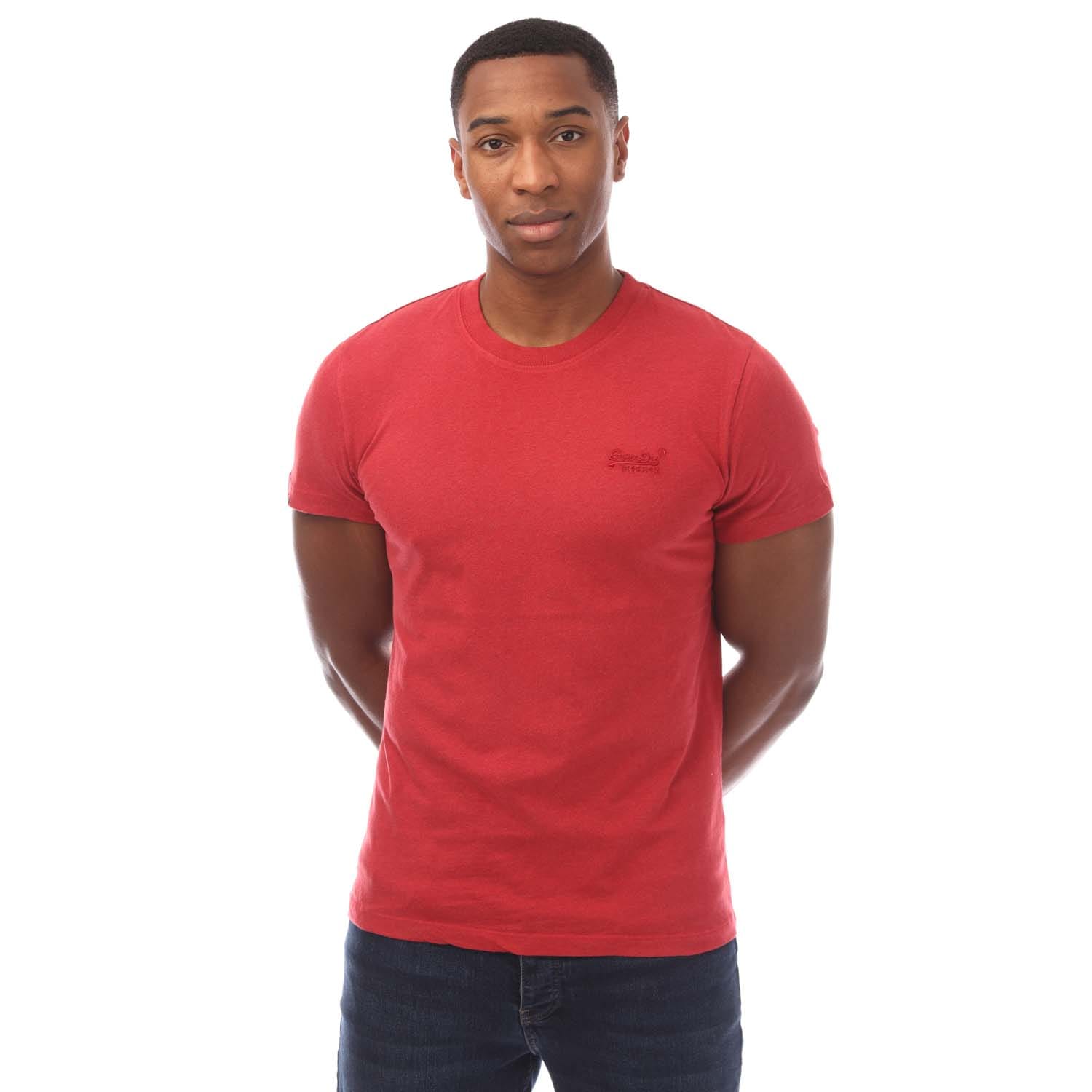 Superdry Mens Vintage Logo Embroidered T-Shirt in Red - Size Small