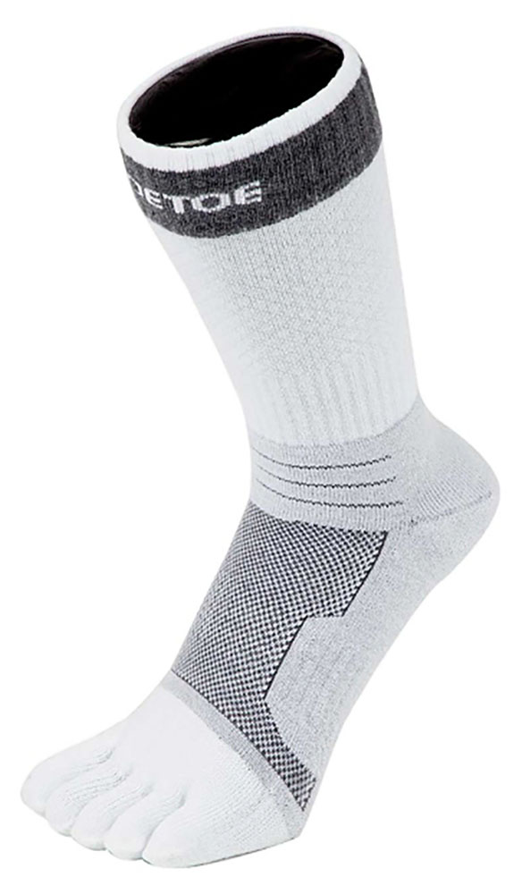 TOETOE - Mens & Ladies Tennis Breathable Cushioned Ankle Sports Toe Socks - White & Grey - Size UK 9-11