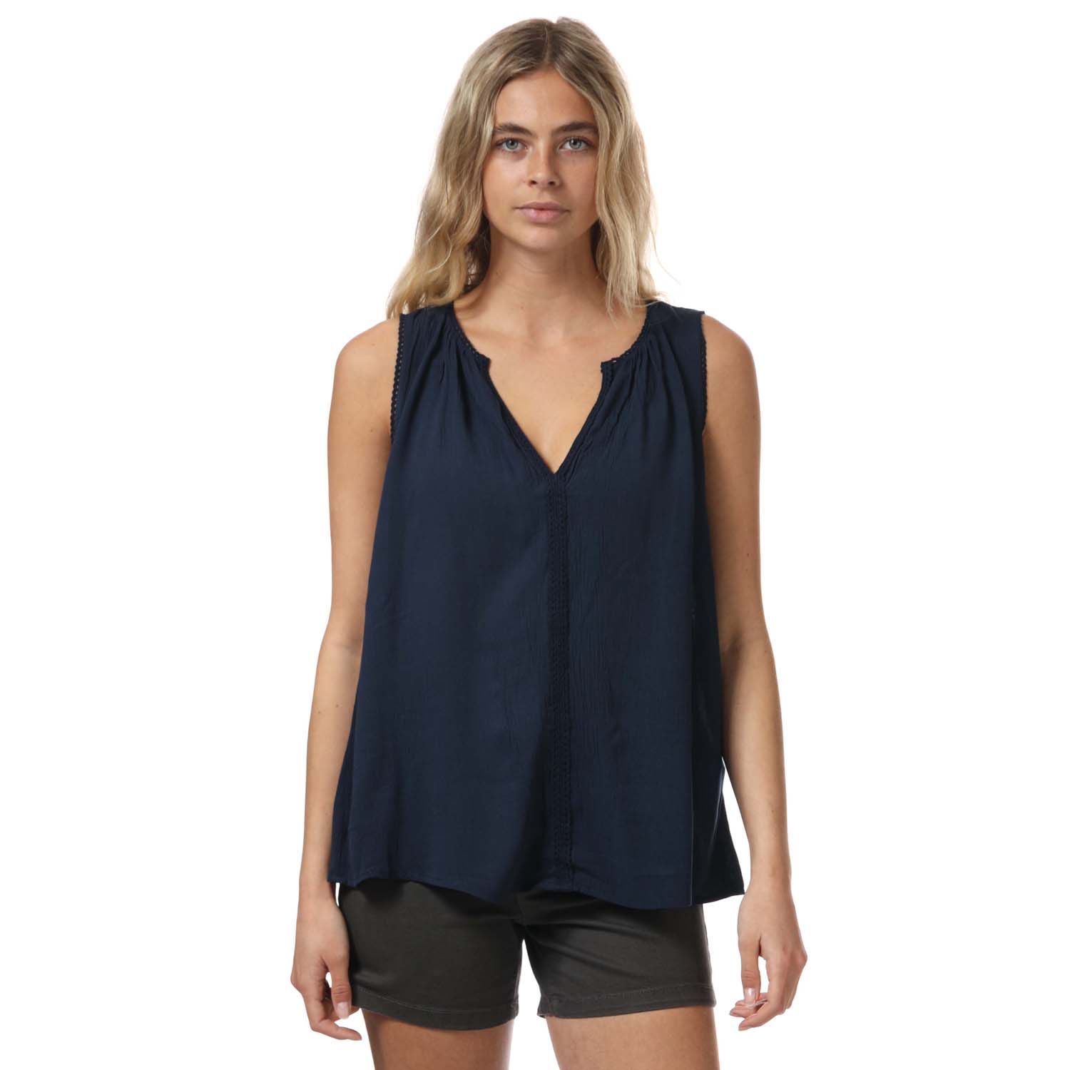 Vero Moda Womenss Tanja Sleeveless Top in Navy Viscose - Size 8 UK