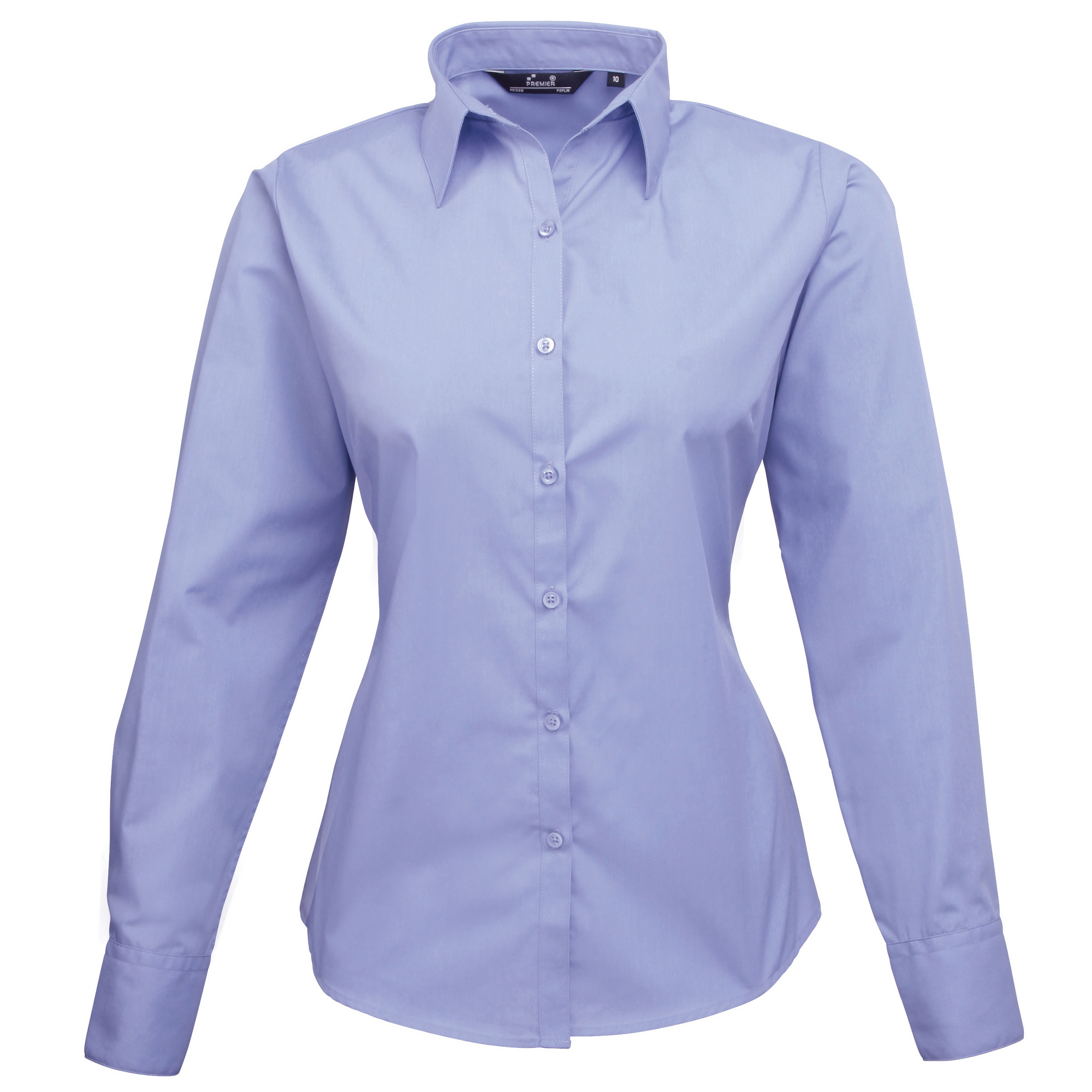 Premier Womens/Ladies Poplin Long-Sleeved Blouse (Mid blue) - Size 12 UK