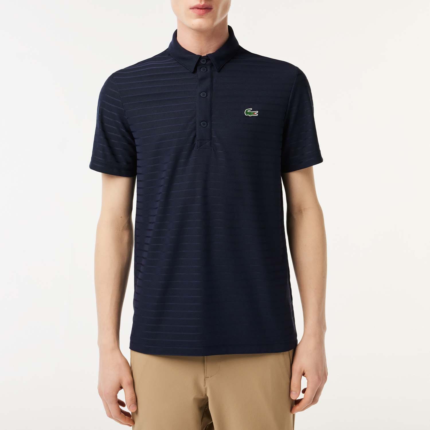 Lacoste Sport Mens Textured Breathable Golf Polo Shirt in Navy - Size Small