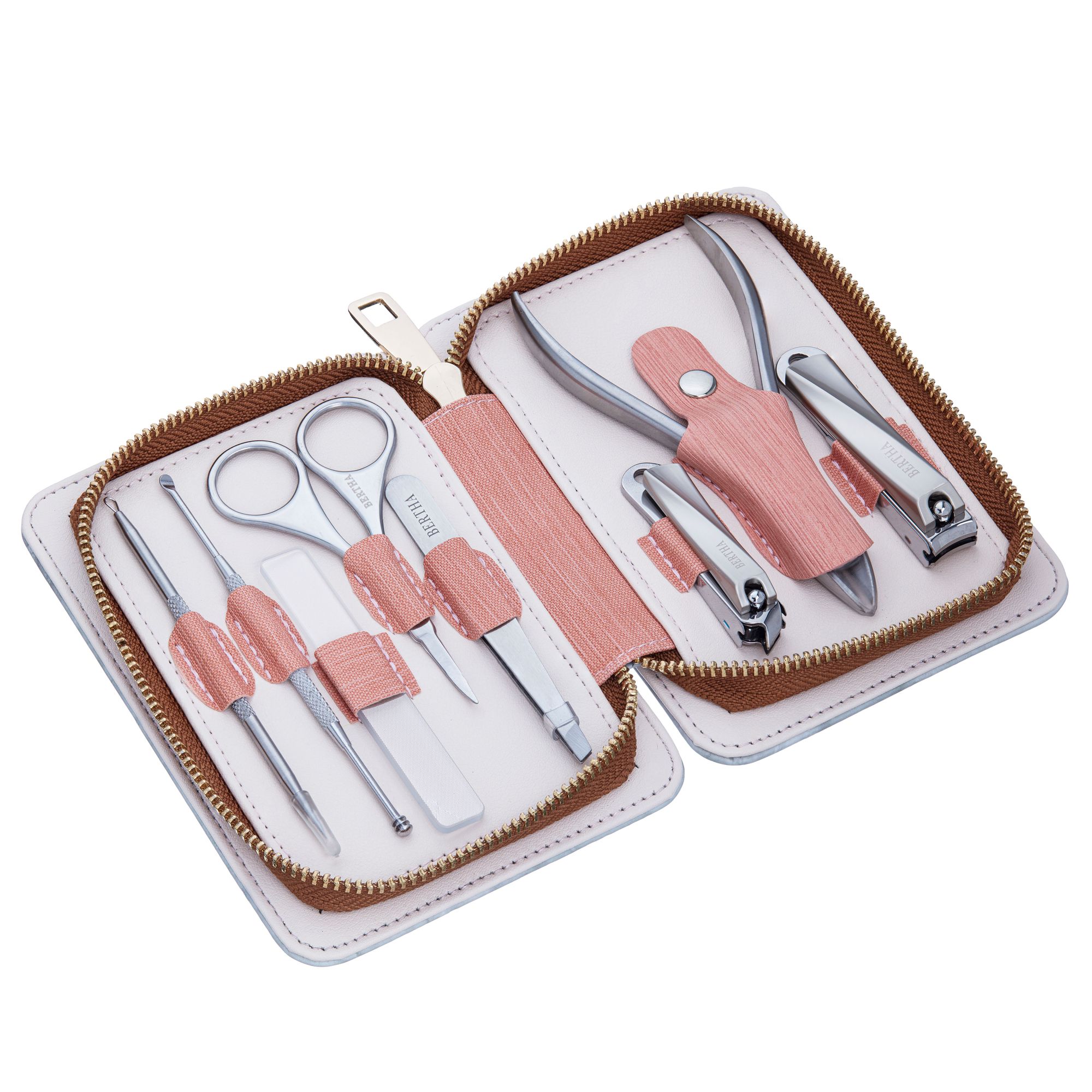 Bertha Womens Melina 8 Piece Surgical Steel Groom Kit - NA Stainless Steel - One Size