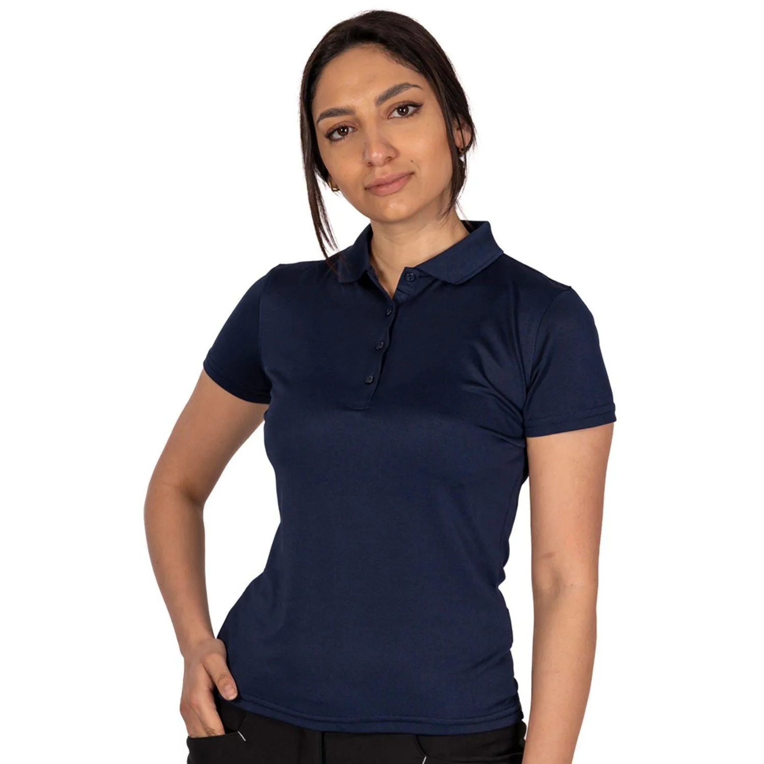 Island Green Womens/Ladies Classic Micro Pique Golf Polo Shirt (Navy) - Size 12 UK