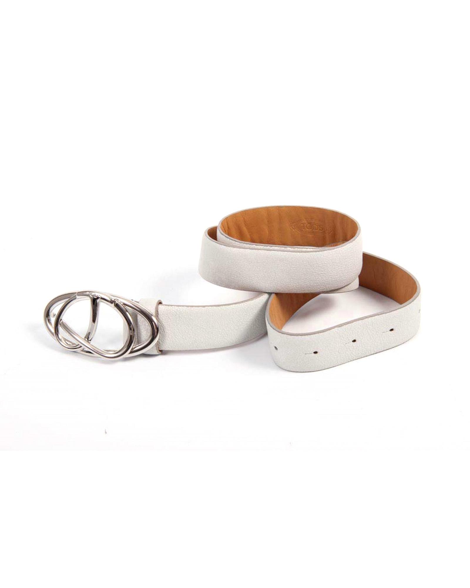 Tods Womens Leather Belt - White - Size 95 cm