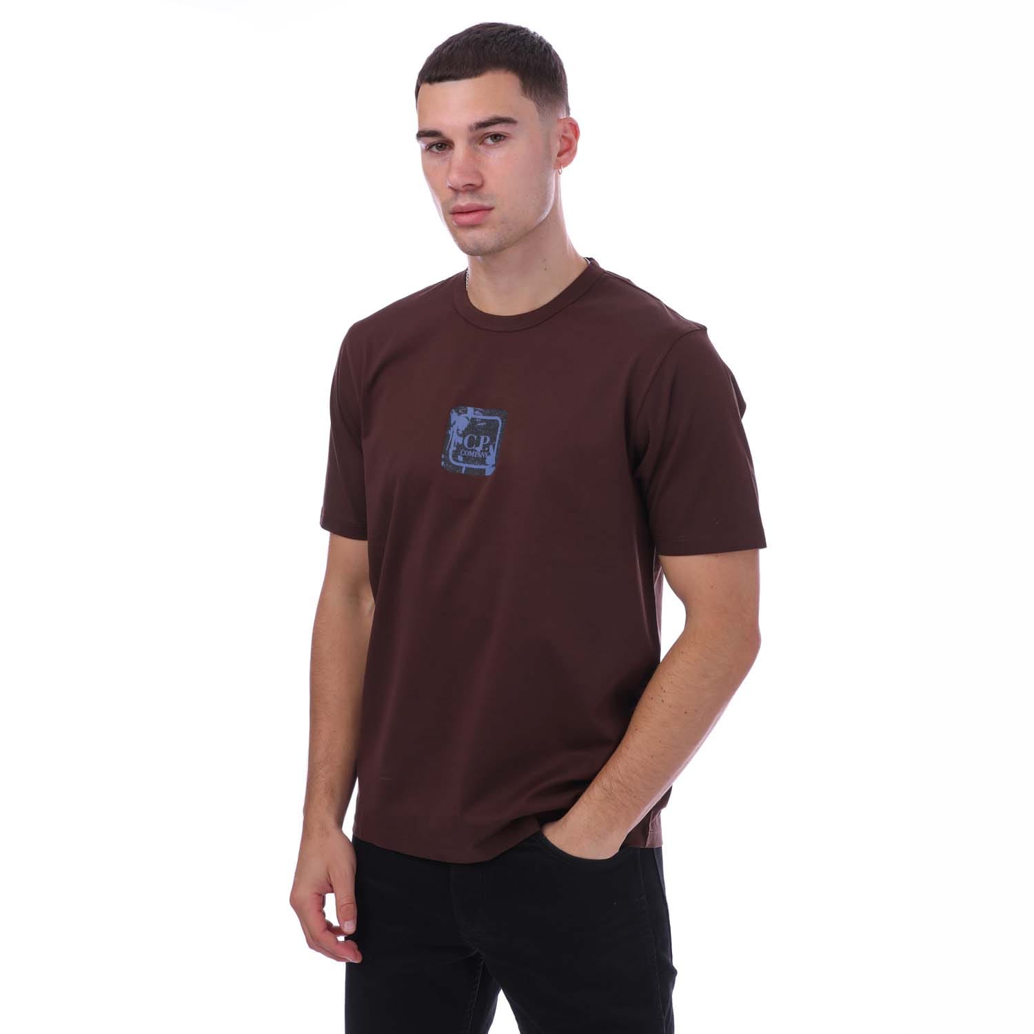 C.P. Company Mens Metropolis London Tube T-Shirt in Brown Cotton - Size 2XL