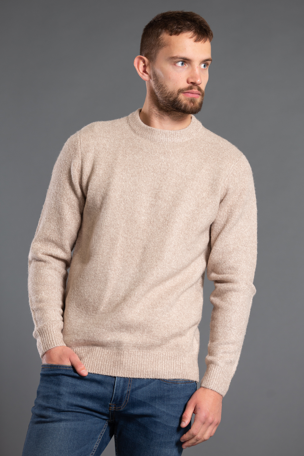 Kensington Eastside Mens Beige Crew Neck Jumper - Size X-Large