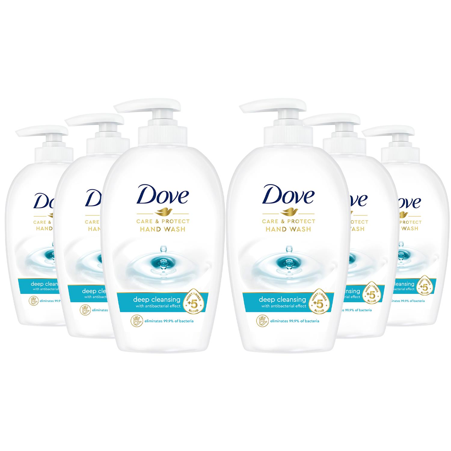 Dove Care & Protect Anti-Bac Hand Wash for Soft Hands,6x of 250ml - Cream - One Size