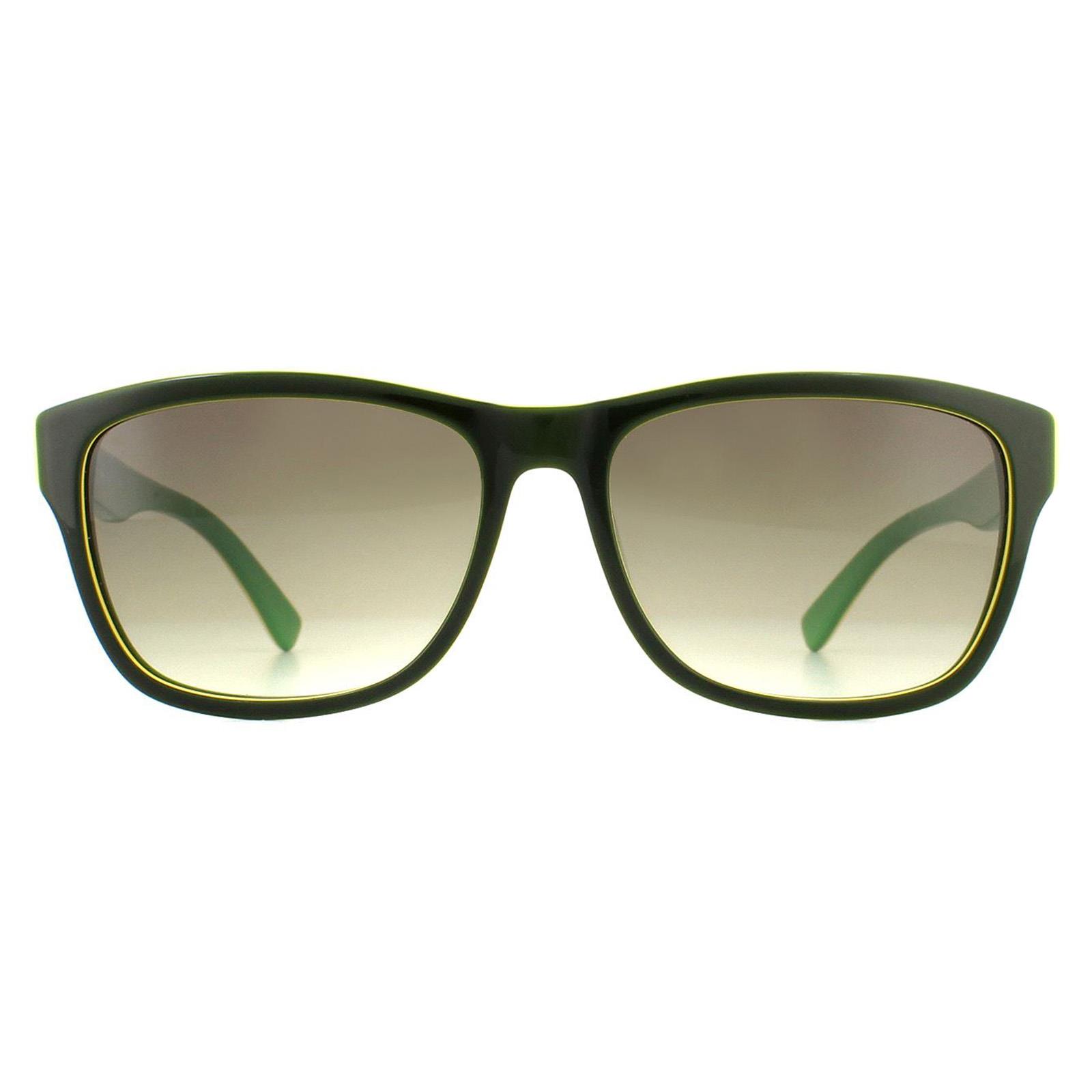 Lacoste Mens Classic Rectangle Green Grey Sunglasses - Black, Size: 55x16x140mm - Size 55x16x140mm