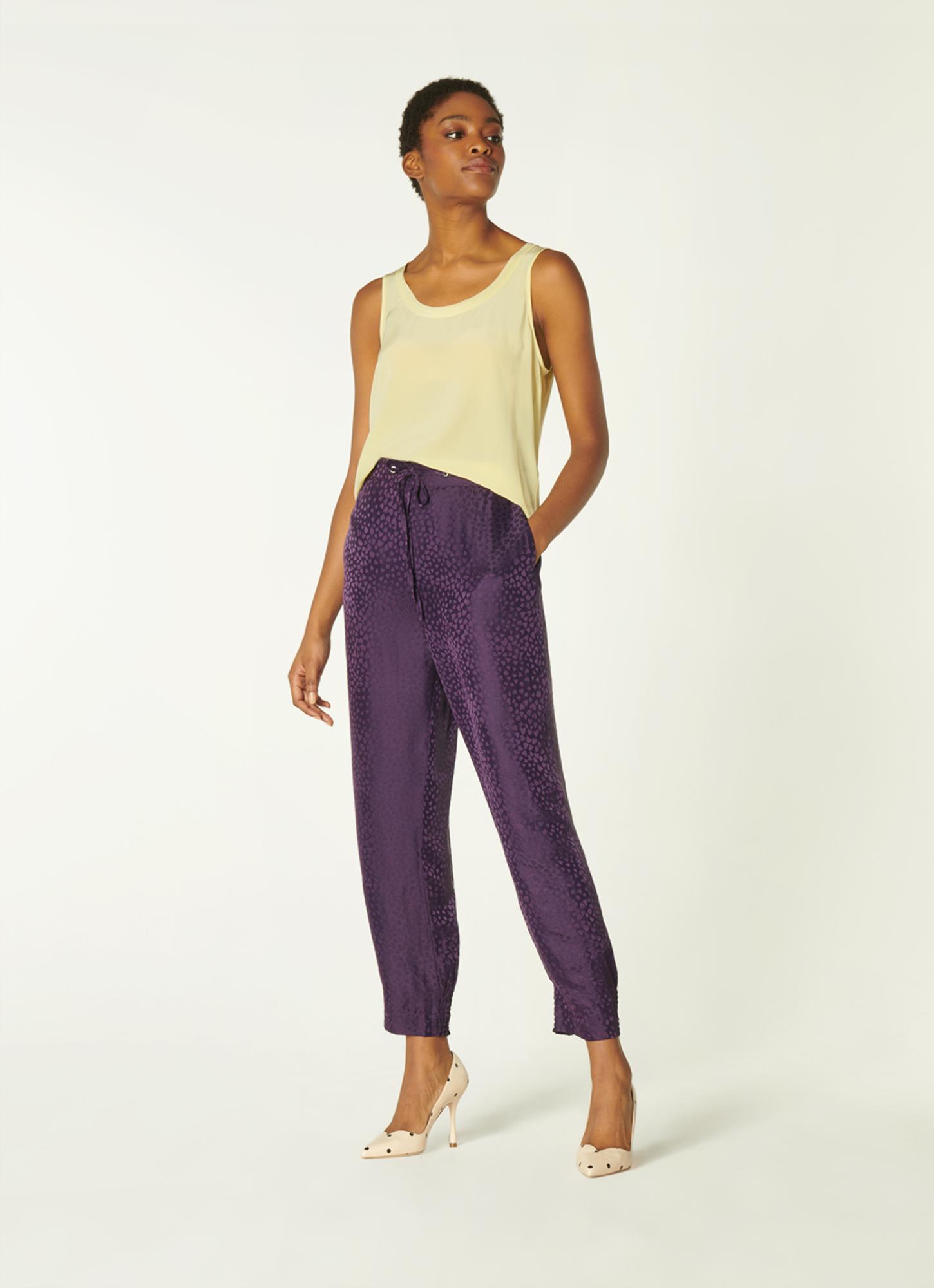 LK Bennett Womens Bryony Trousers, Mulberry - Purple Silk - Size 16 UK