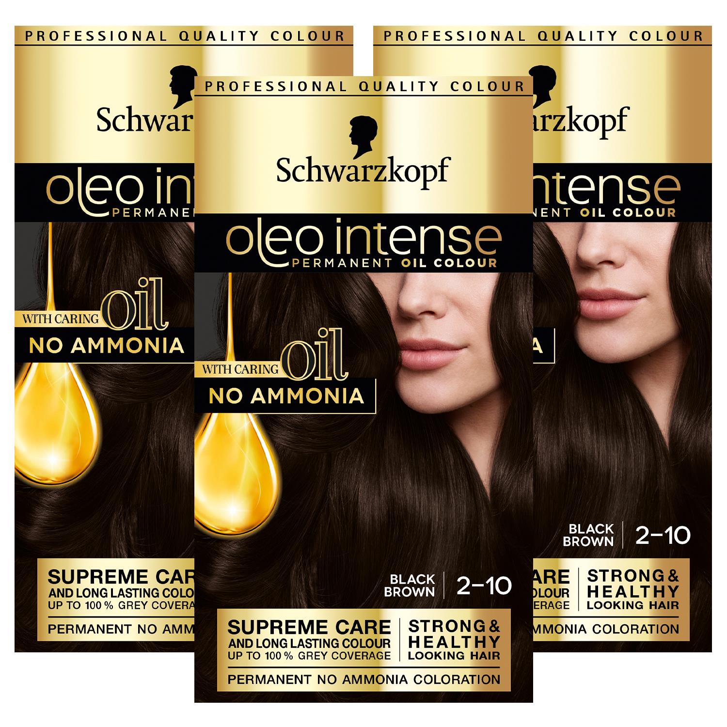 Schwarzkopf Womens 3x Oleo 2-10 Black Brown Silk - One Size