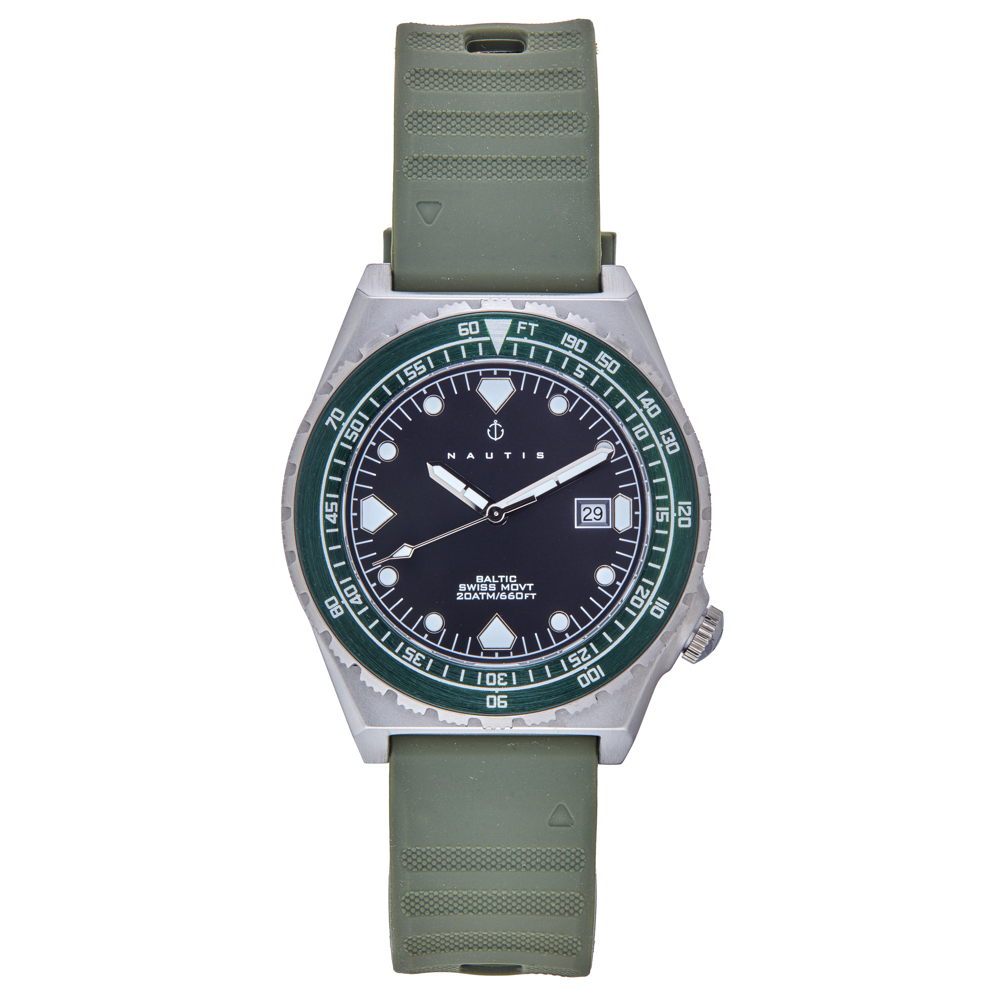 Nautis Mens Baltic Strap Watch w/Date - Green Stainless Steel - One Size