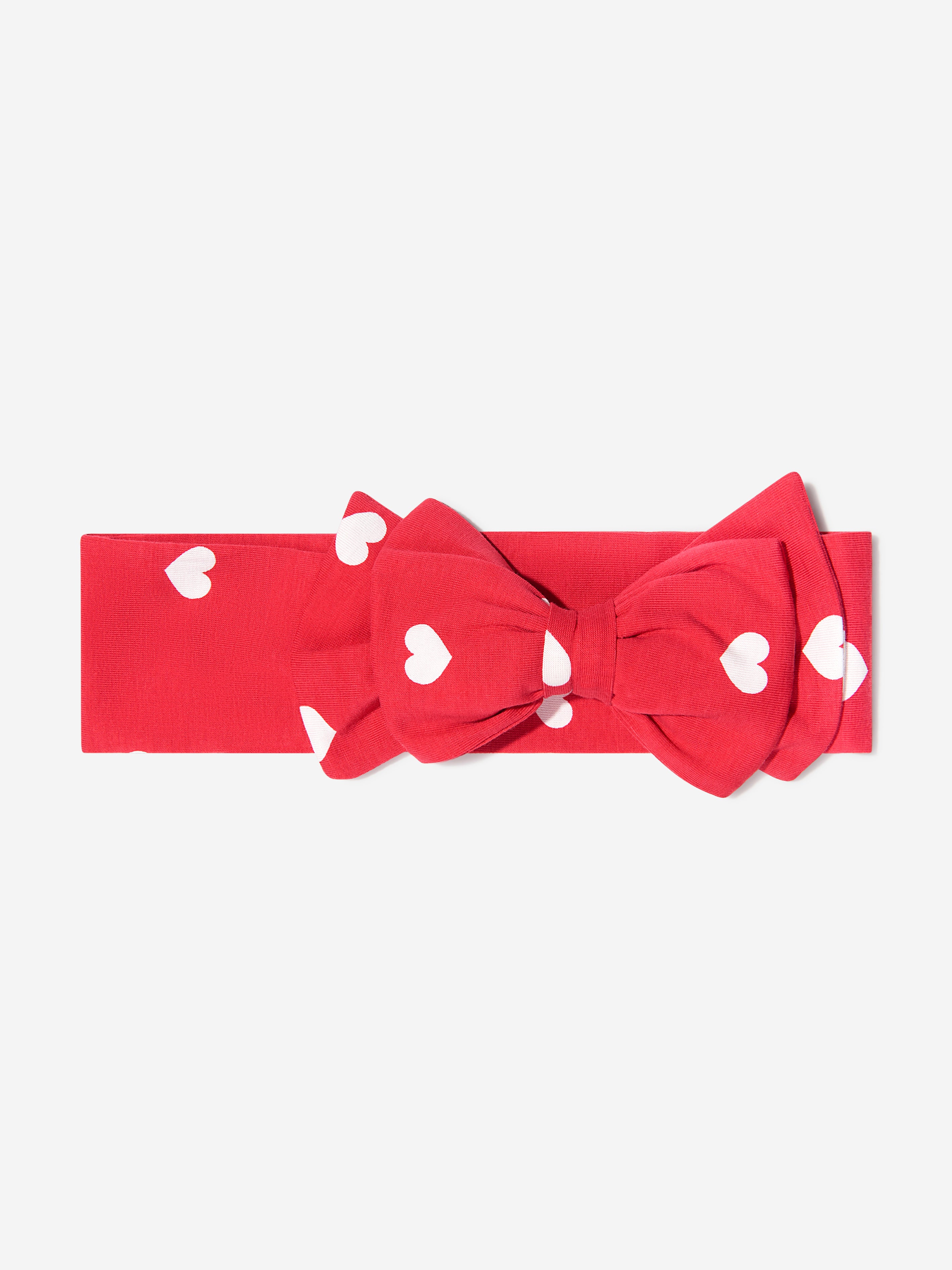 Monnalisa Girls Cotton Heart Print Headband - Red Cotton Jersey - Size 6-8Y