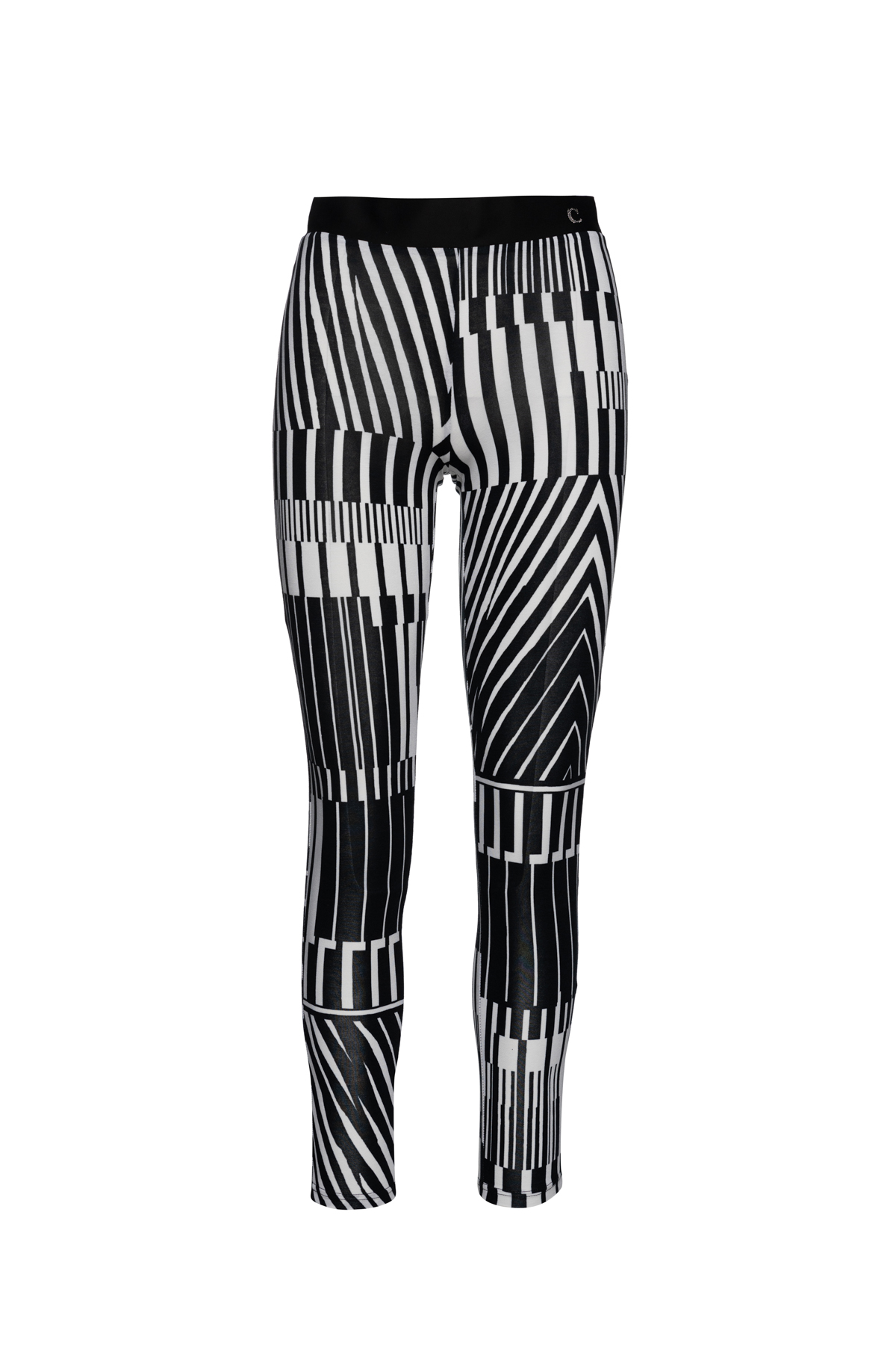 Conquista Womens Silky Black and White Print Pants - Size EU 38 (Womens)