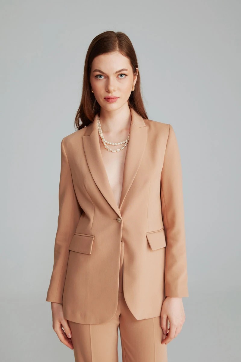 Gusto Womens Tailored Blazer - Camel - Size X-Small