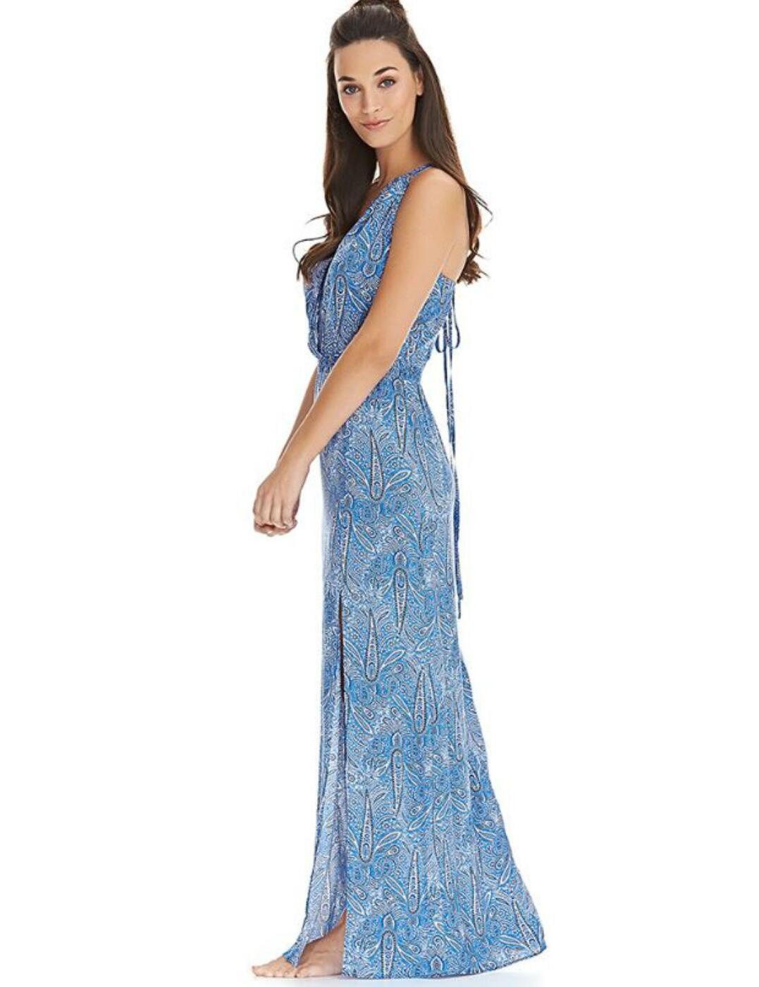 Freya Womens Summer Tide Maxi Beach Dress - Blue Viscose - Size Small