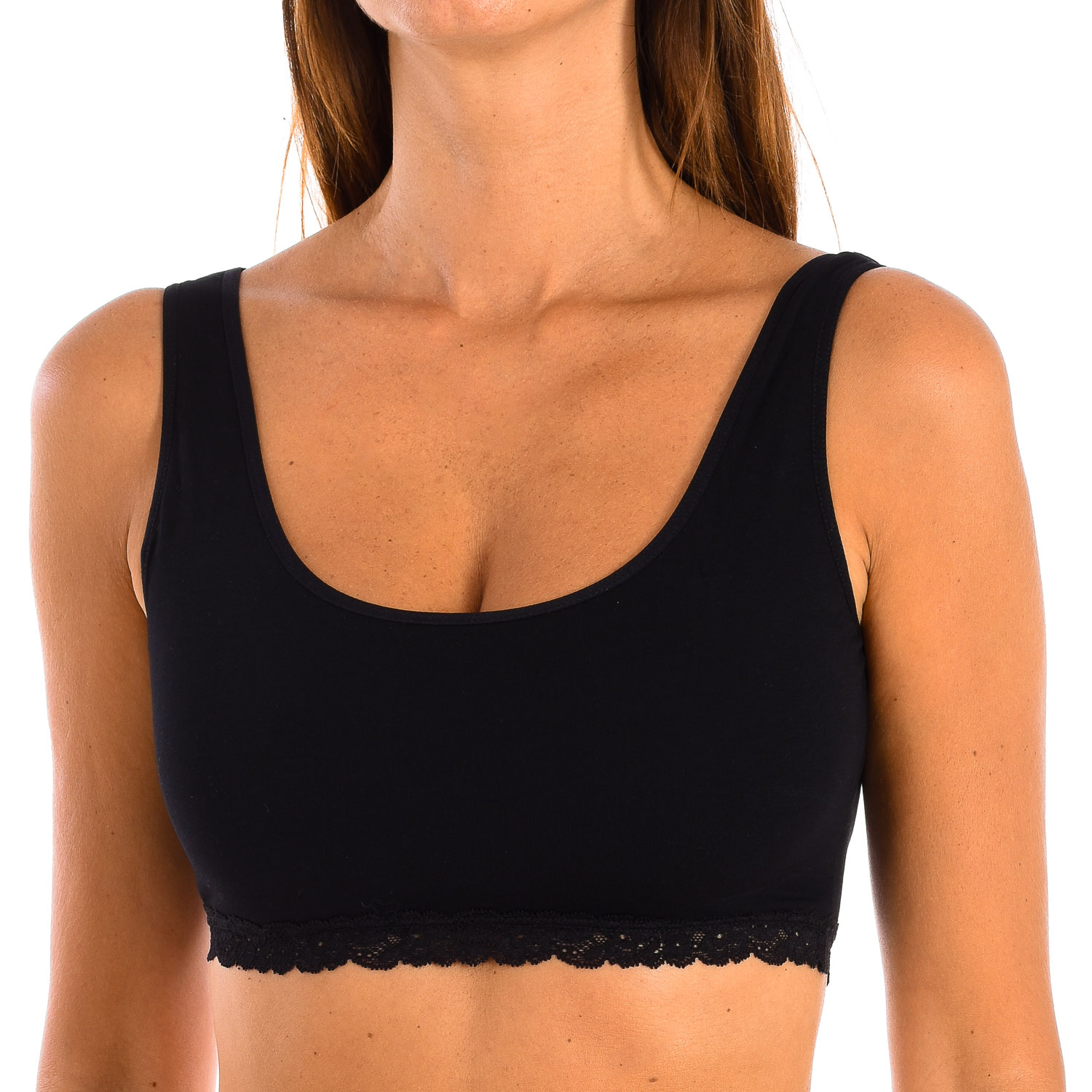 Janira Womens FRESH top with wide straps and elastic fabric 1032348 woman - Black - Size Medium