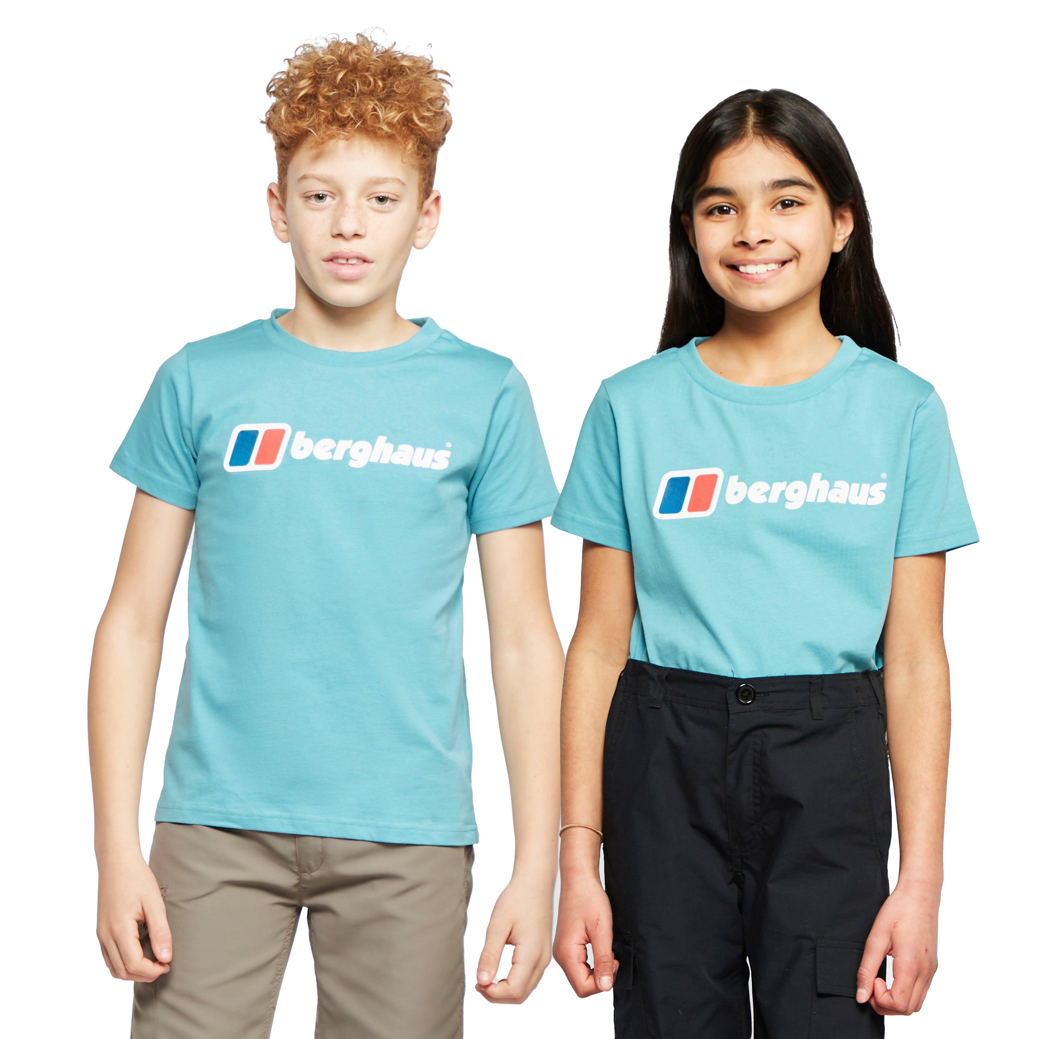 Berghaus Kids' Unisex Logo Short Sleeves T-Shirt, Holiday Essentials For Kids - Sky Blue Cotton - Size 9-10Y