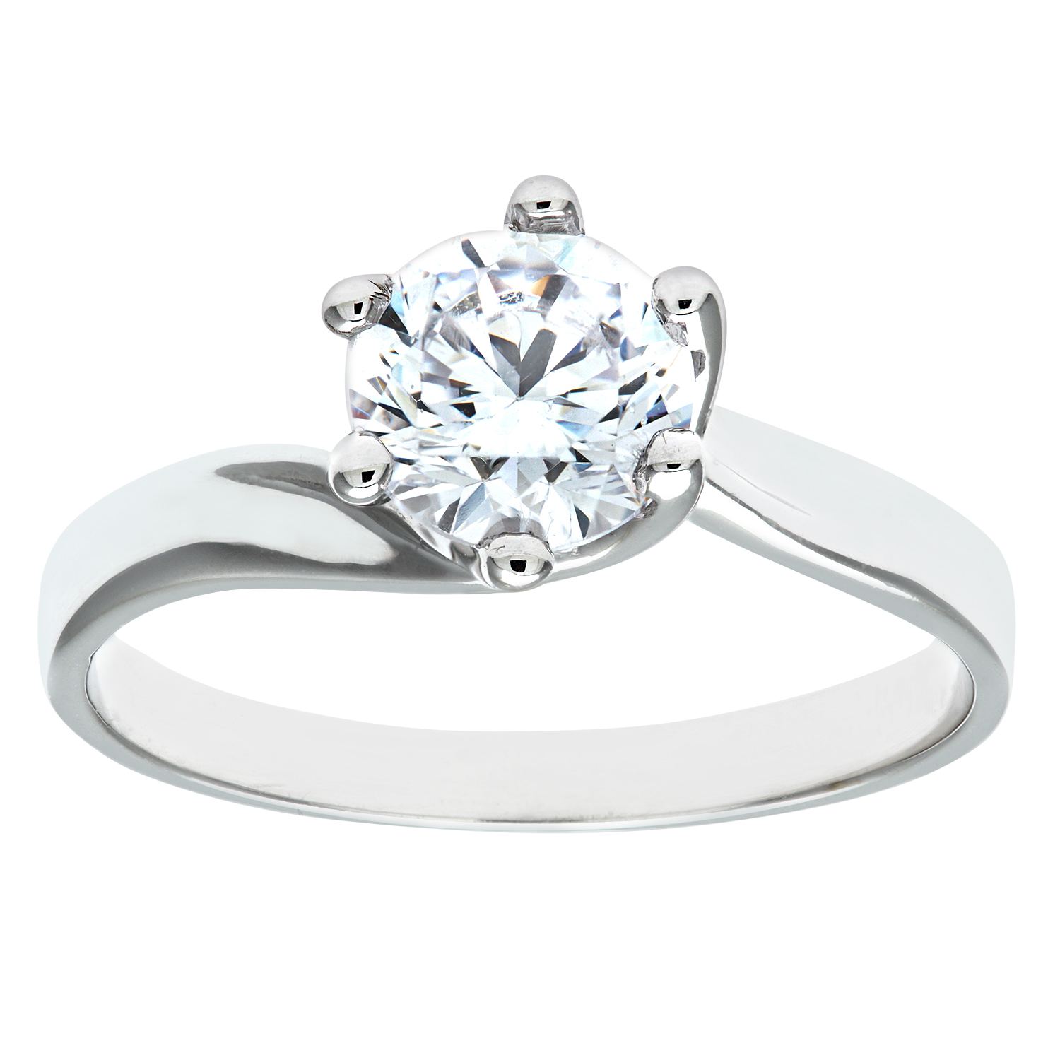 Diamant L'Eternel Womens 9ct White Gold Ladies Stone Set Engagement Ring - Size I