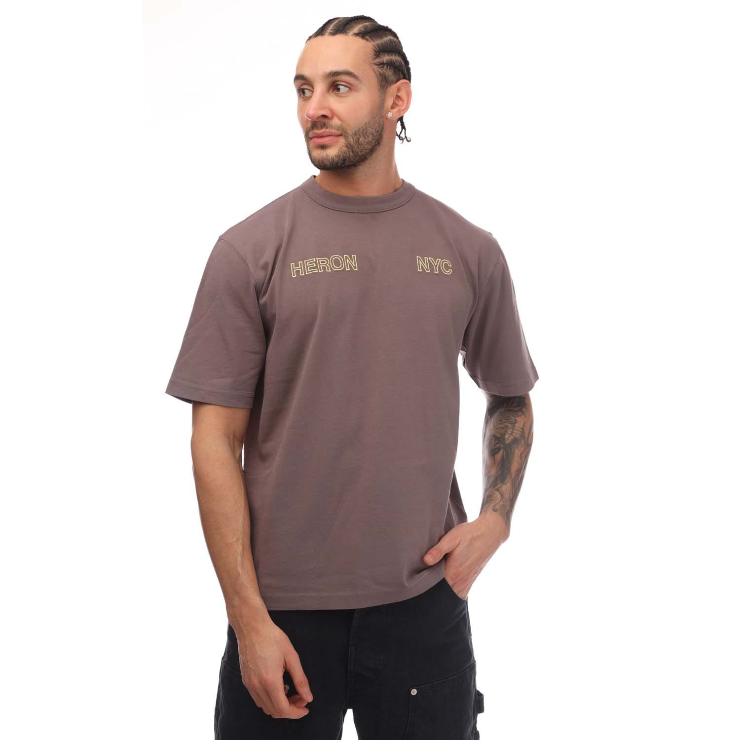 Heron Preston Mens Offroad T-Shirt in Grey yellow - Size Large