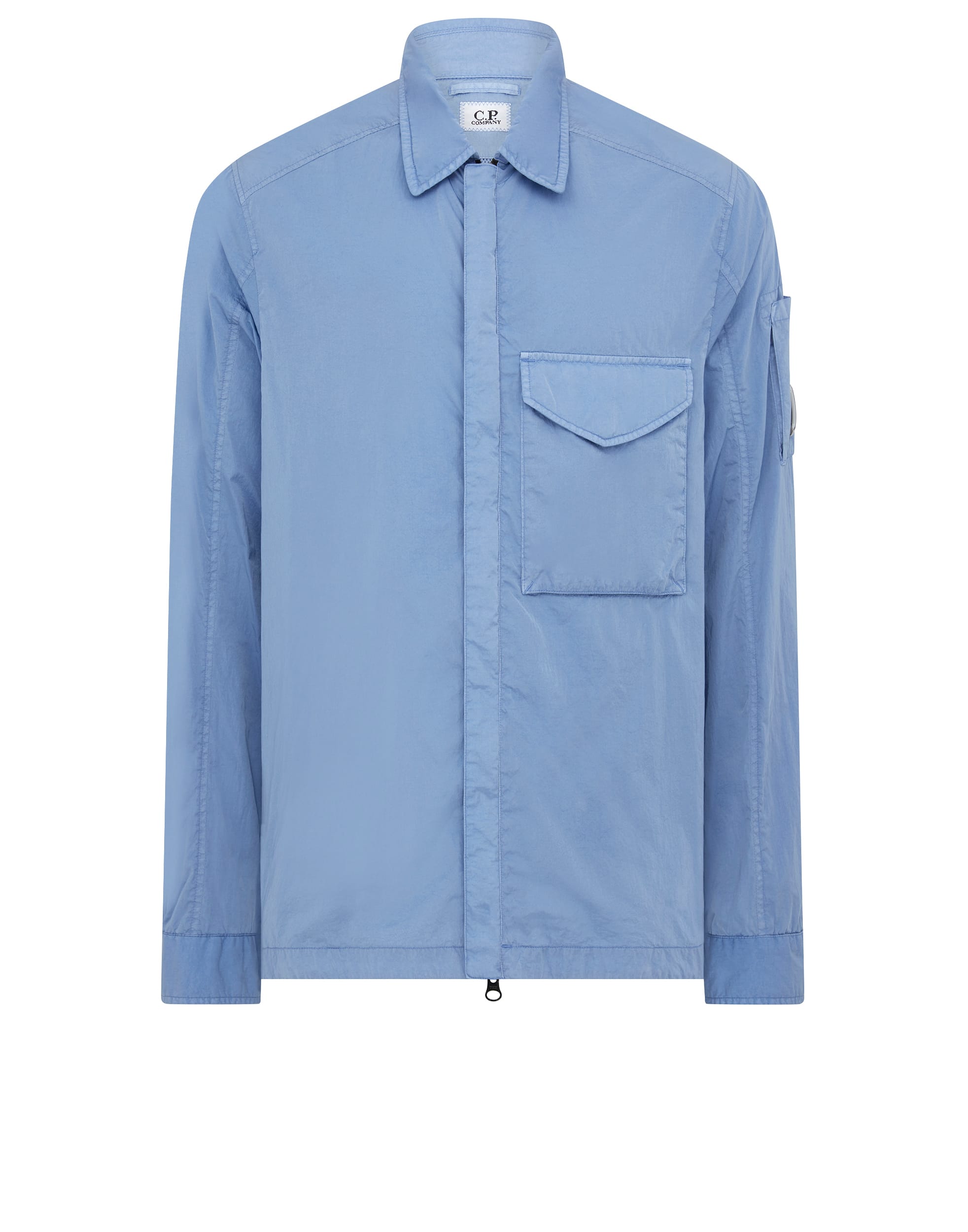 C.P. Company Mens Chrome-R Zip Overshirt in Light Blue material_polyamide - Size X-Small