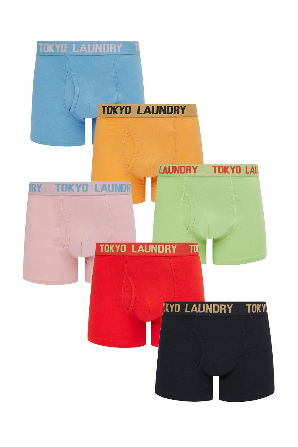 Tokyo Laundry Mens Multi Cotton 6-Pack Boxers - Multicolour - Size Small