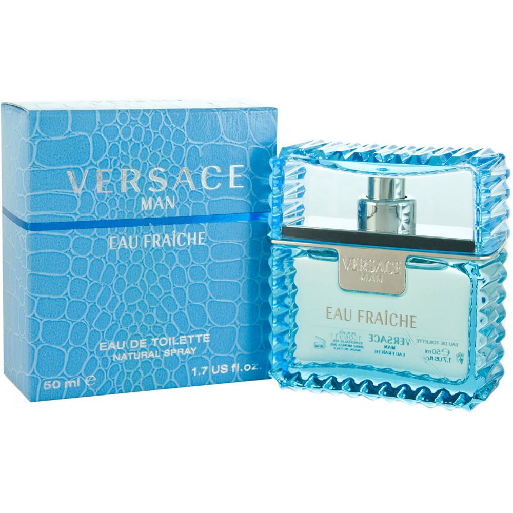 Versace Mens Man Eau Fraiche Eau de Toilette 50ml Spray For Him - White - One Size