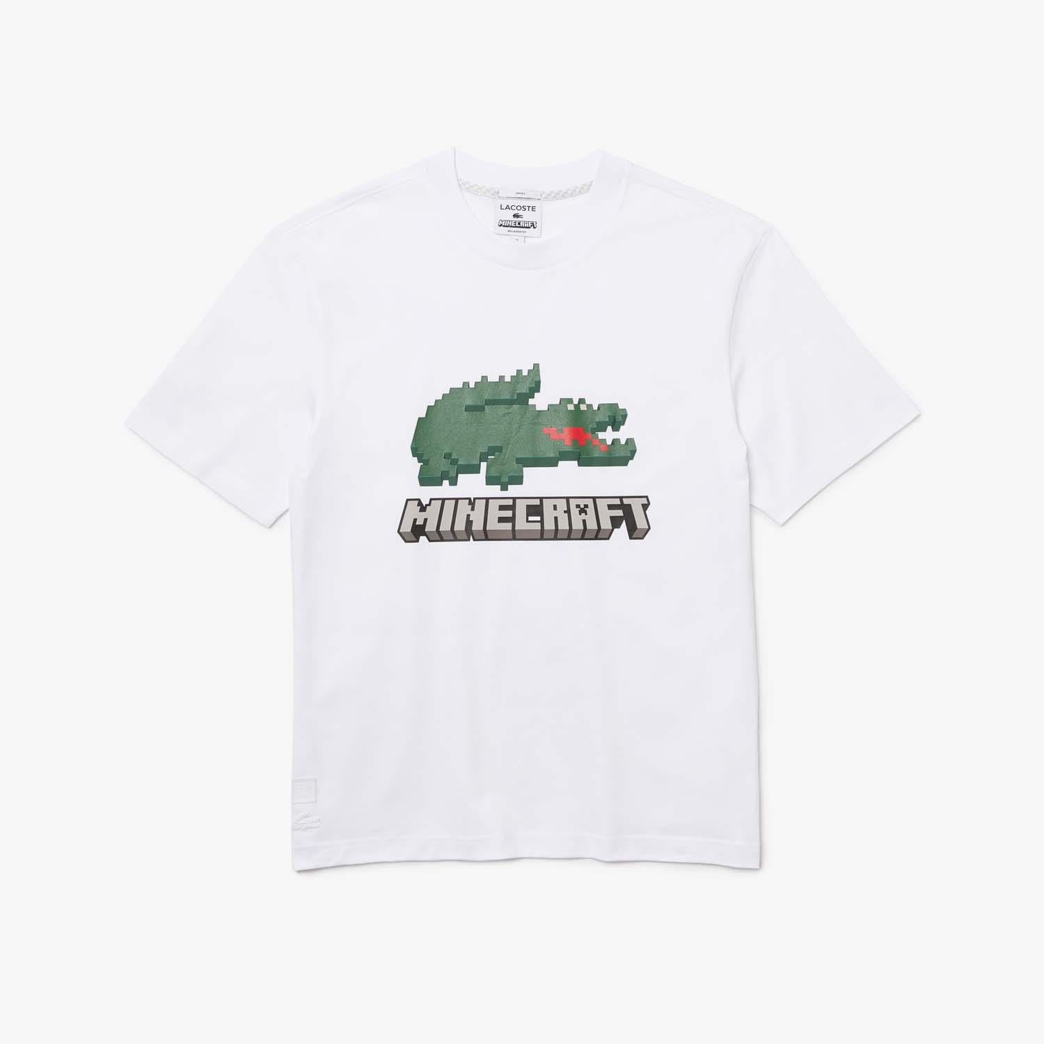 Lacoste Mens x Minecraft Print T-Shirt in White material_cotton - Size X-Large