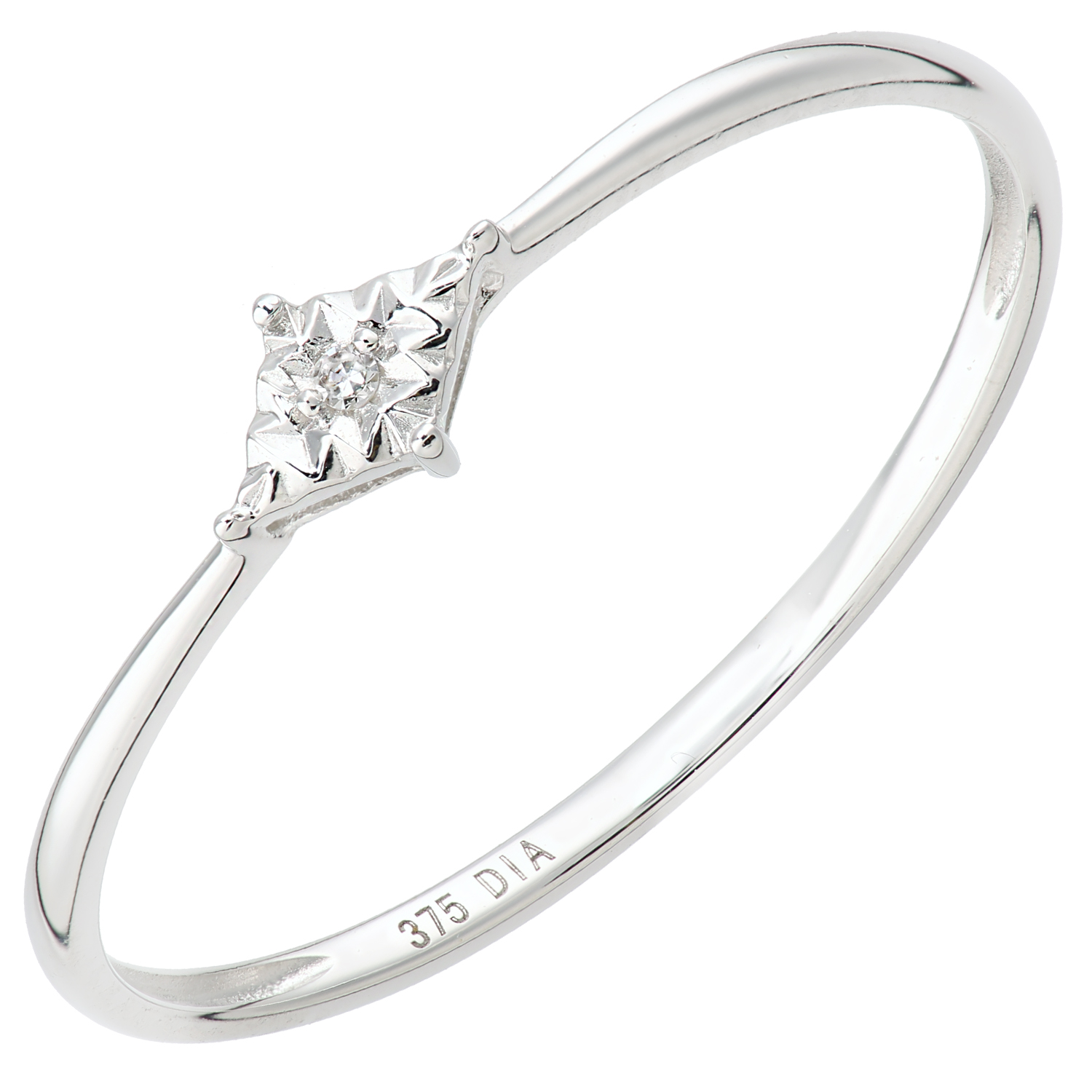 Diamant L'Eternel Womens 9ct White Gold Diamond Ring - Size Q