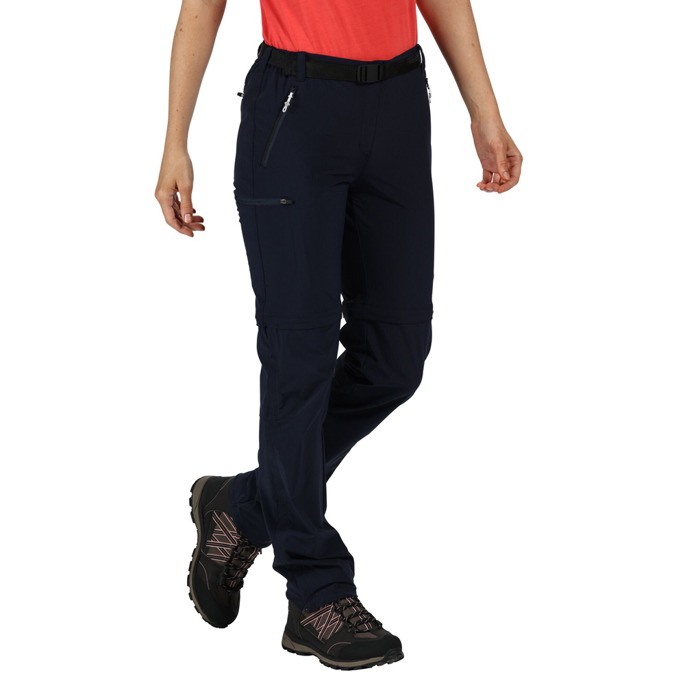 Regatta Womens Xert Zip Off III Stretchy Walking Trousers - Navy Polyamide - Size 16 UK