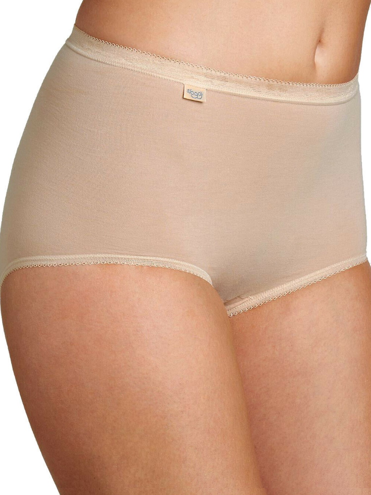 Sloggi Womens Basic+ Maxi Briefs 4 Pack - Beige Cotton - Size Small