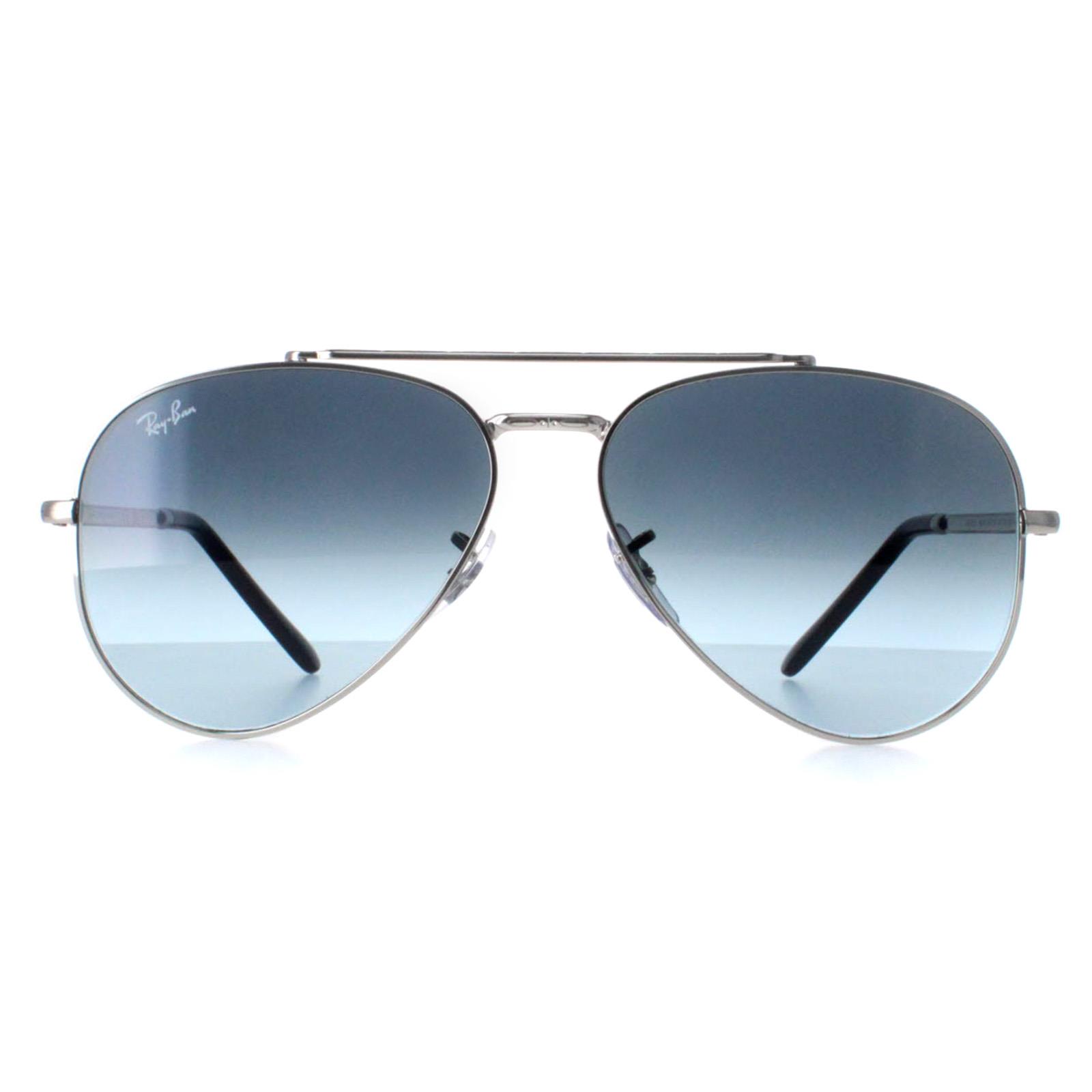 Ray-Ban Aviator Unisex Polished Silver Blue Gradient RB3625 New Metal - One Size