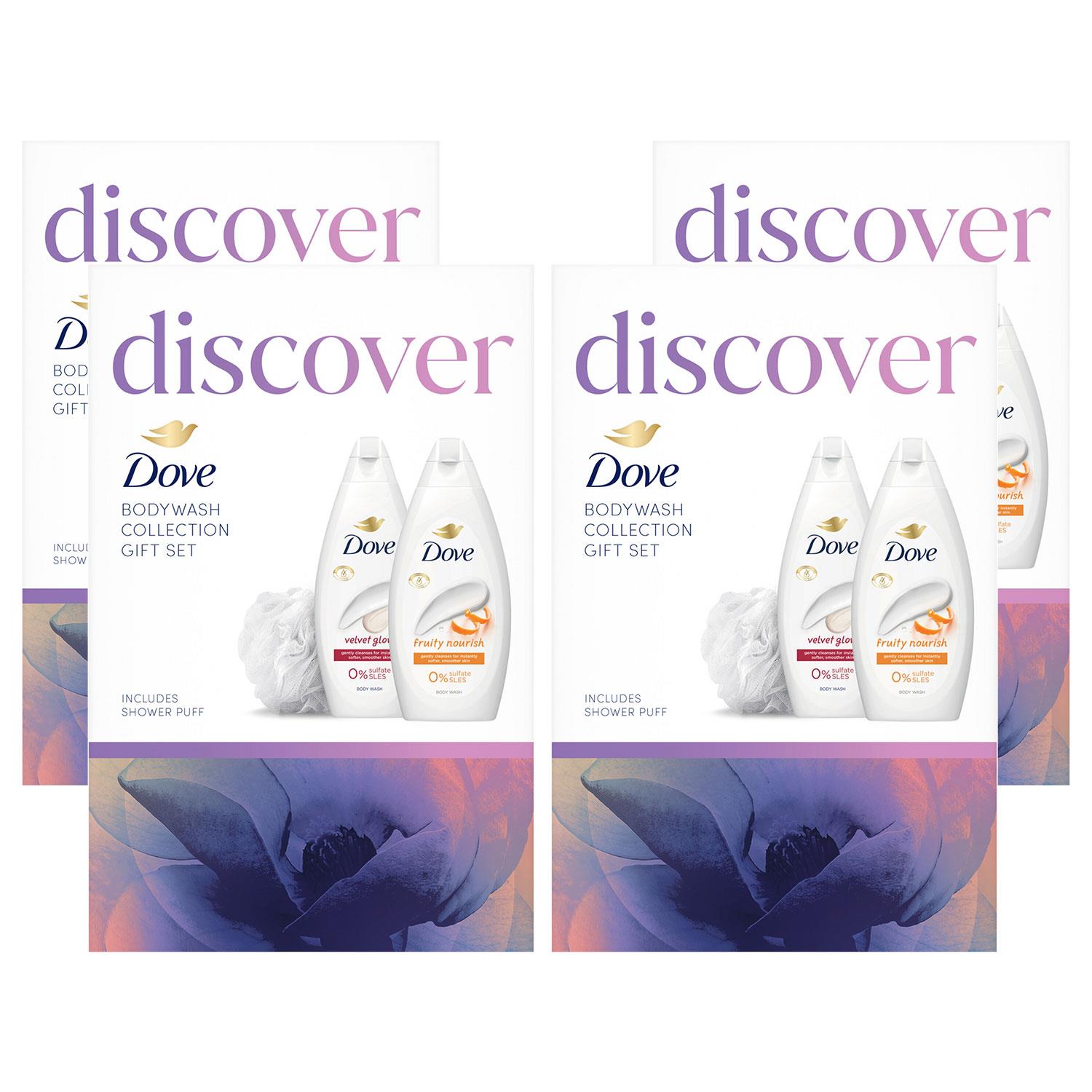 Dove Womens Discover Bodywash 2Pcs GiftSet forHer w/ ShowerPuff,4pk - One Size