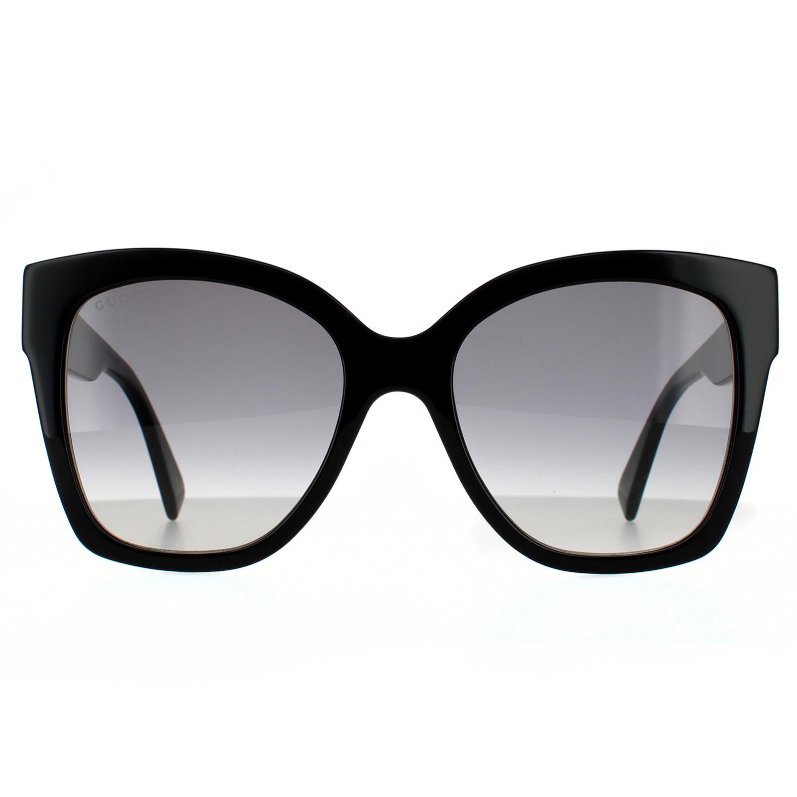 Gucci Square Womens Black Grey Gradient Sunglasses - One Size