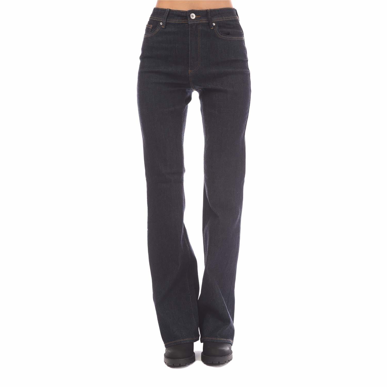 Only Womenss Wauw High Waist Flared Jeans in Dark Blue material_cotton - Size 10 Short