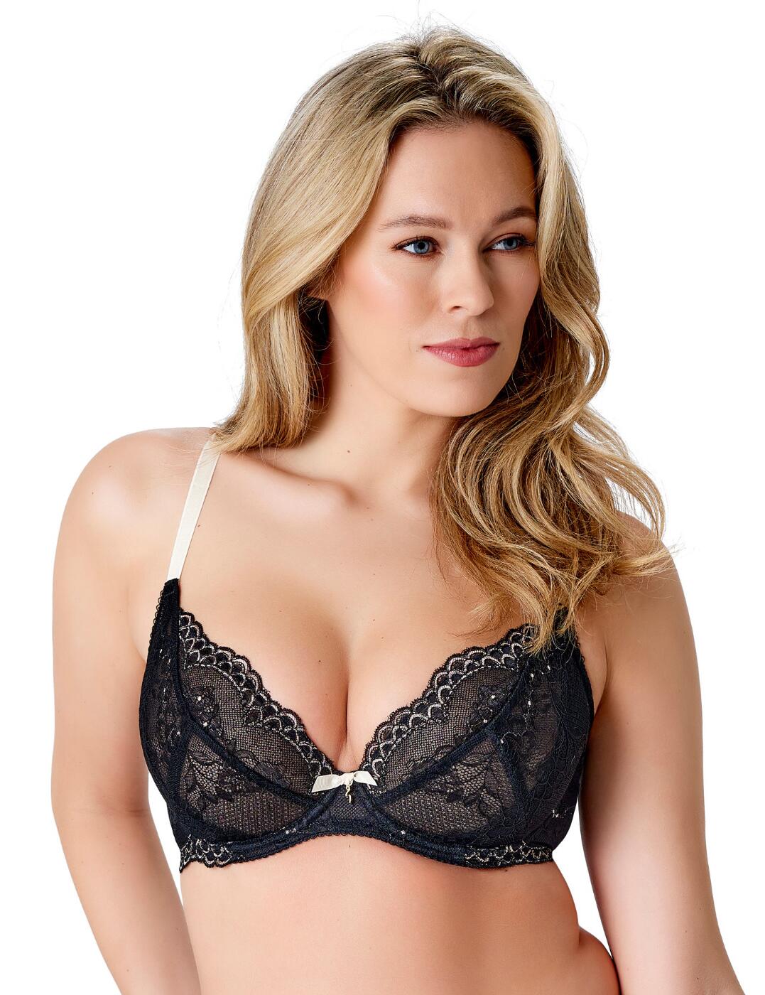 Gossard Womens 7725 Superboost Lace Non-Padded Plunge Bra - Black - Size 36DD