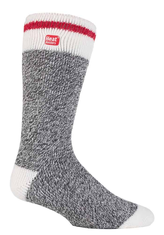 Heat Holders - Mens Twist Patterned Thermal Socks - Grey Nylon - Size UK 6-11