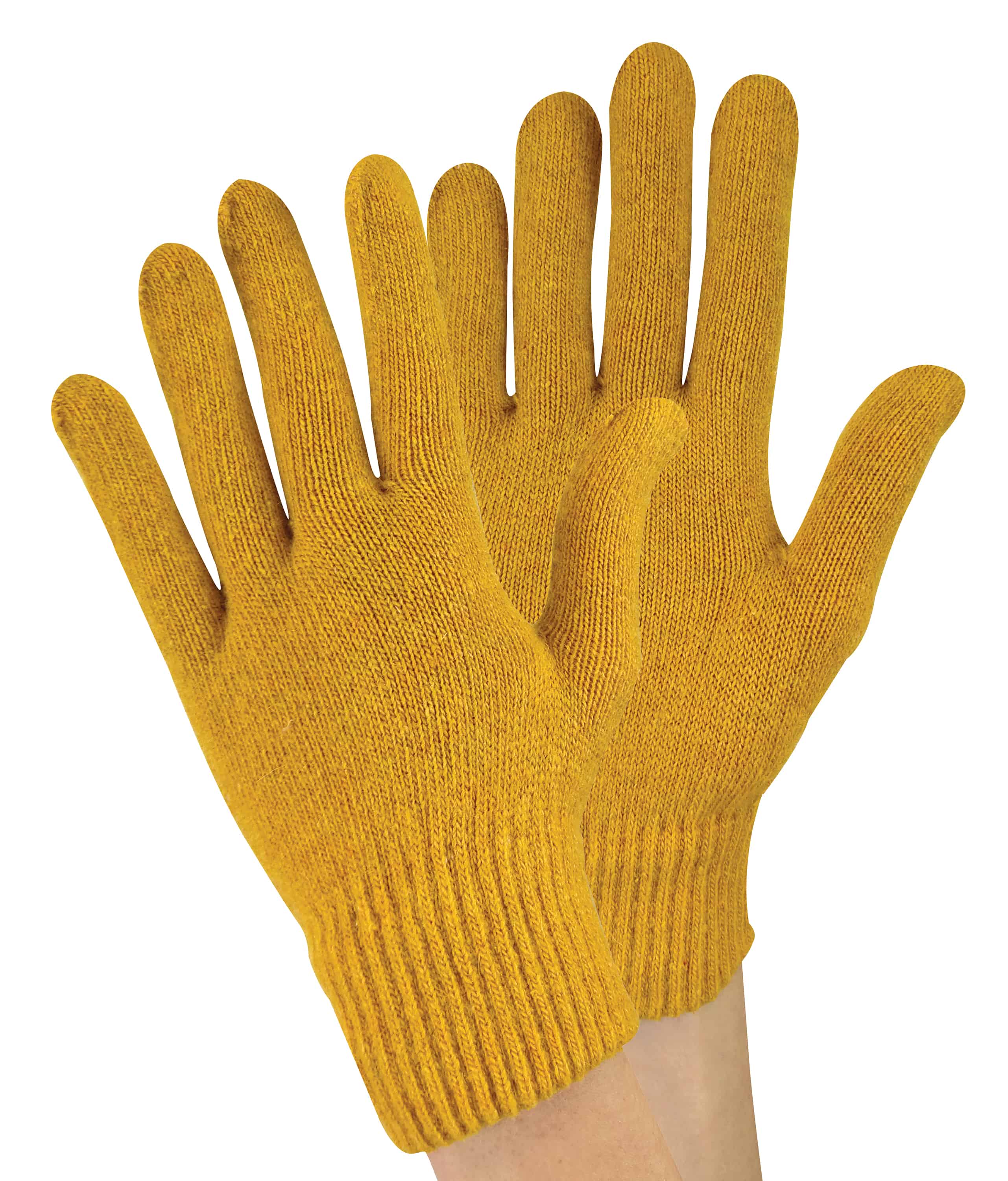 Sock Snob Ladies / Womens Knitted Magic Thermal Wool Gloves for Cold Weather - Mustard Spandex - One Size